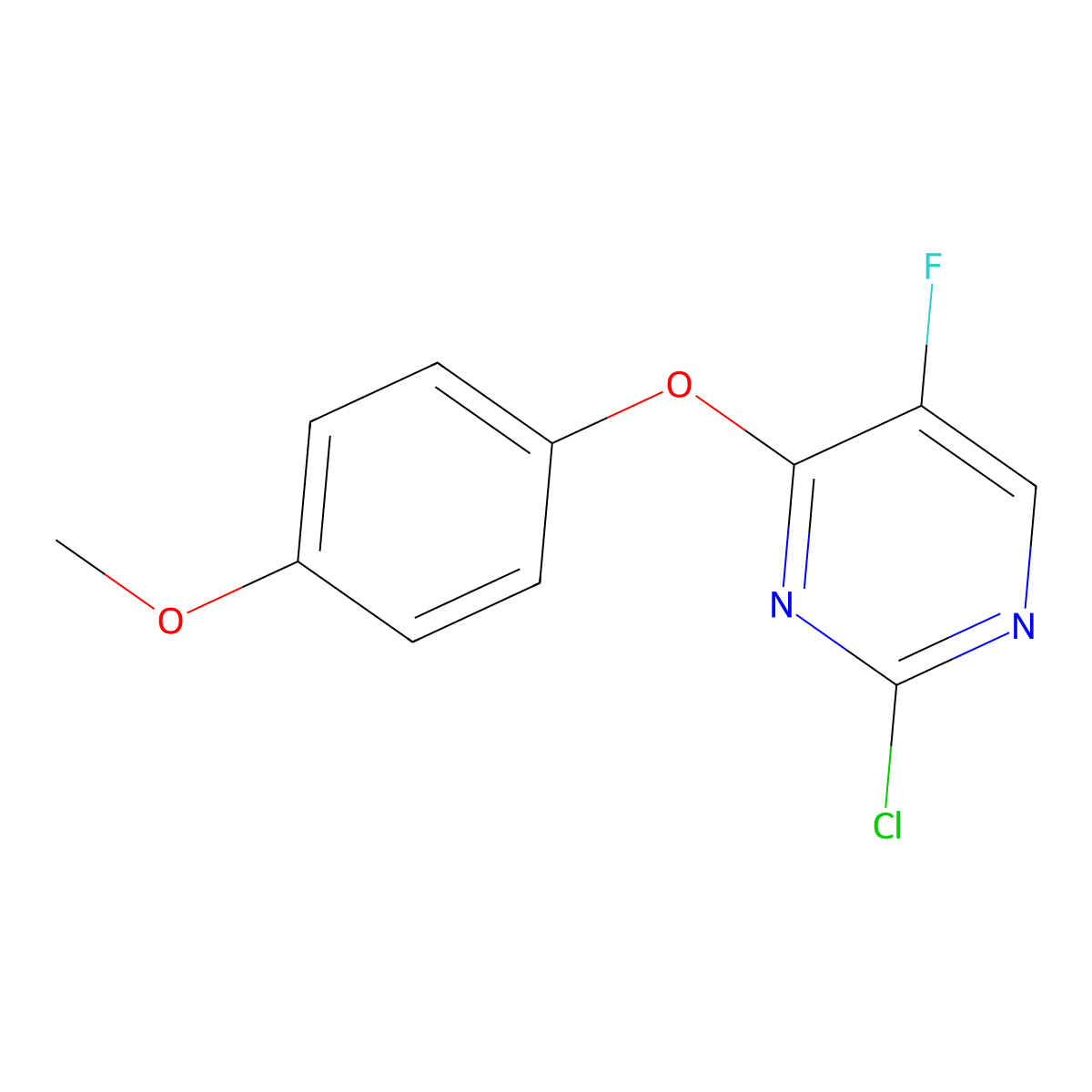 2-Chloro-5-fluoro-4-(4-methoxyphenoxy)pyrimidine molecular structure, CAS 358789-16-9