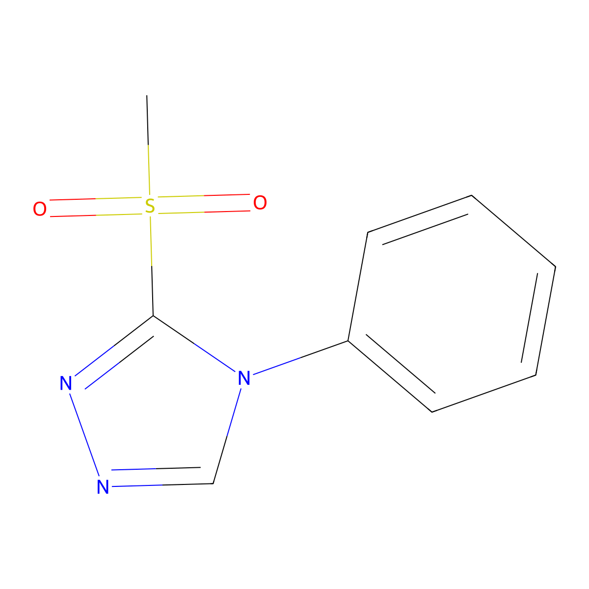3-(methylsulfonyl)-4-phenyl-4H-1,2,4-triazole molecular structure, CAS 3588-96-3