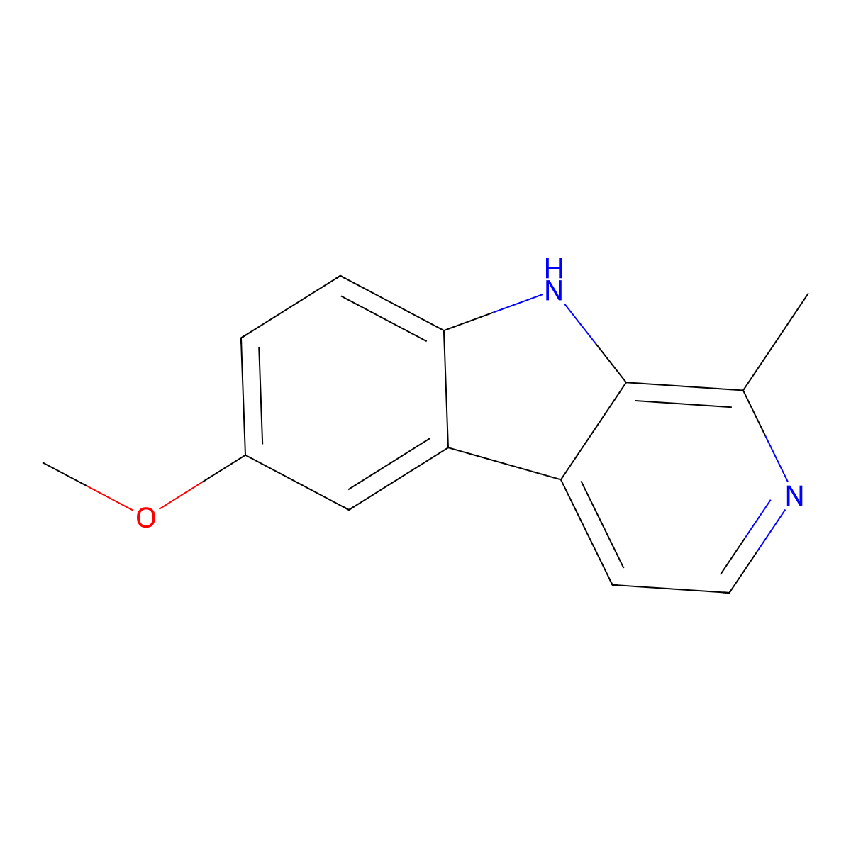 6-Methoxy-1-methyl-9H-pyrido(3,4-b)indole molecular structure, CAS 3589-72-8