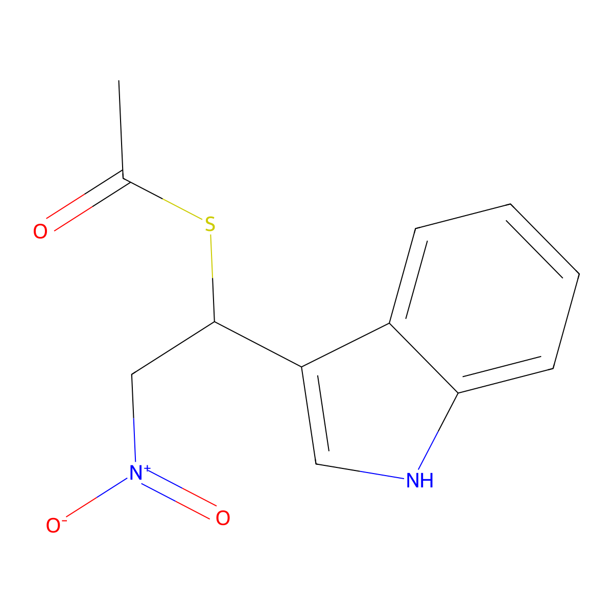 S-[1-(1H-indol-3-yl)-2-nitroethyl] ethanethioate molecular structure, CAS 35891-41-9