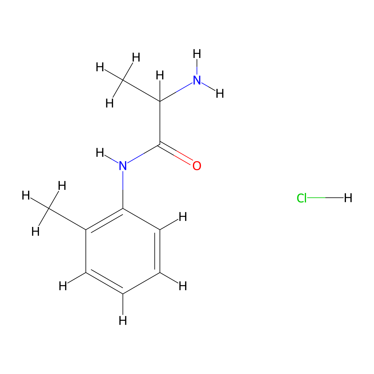 2-Amino-N-(2-methylphenyl)propanamide hydrochloride molecular structure, CAS 35891-74-8