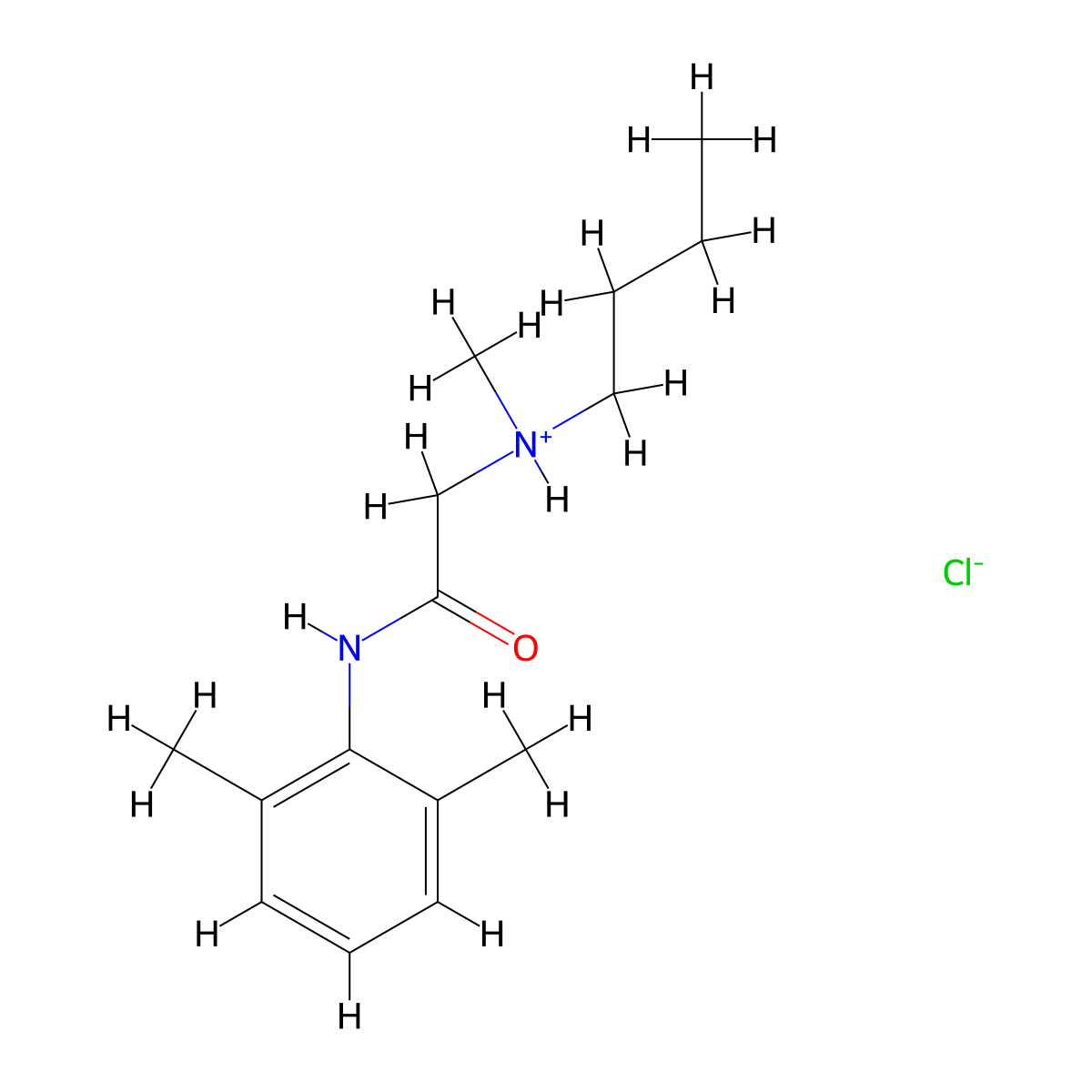 Acetamide, 2-(butylmethylamino)-N-(2,6-dimethylphenyl)-, hydrochloride (1:1) molecular structure, CAS 35891-88-4