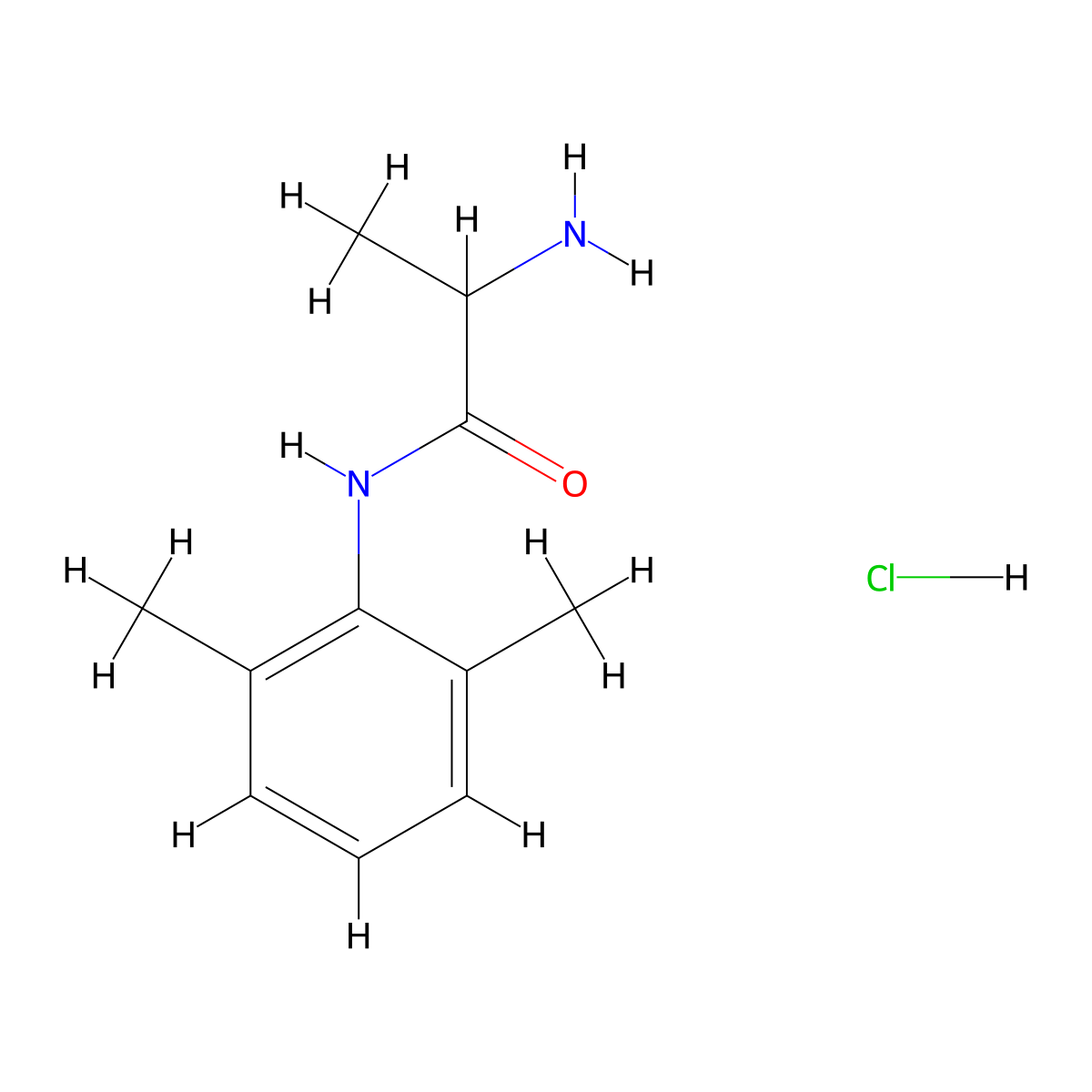 Tocainide Hydrochloride molecular structure, CAS 35891-93-1