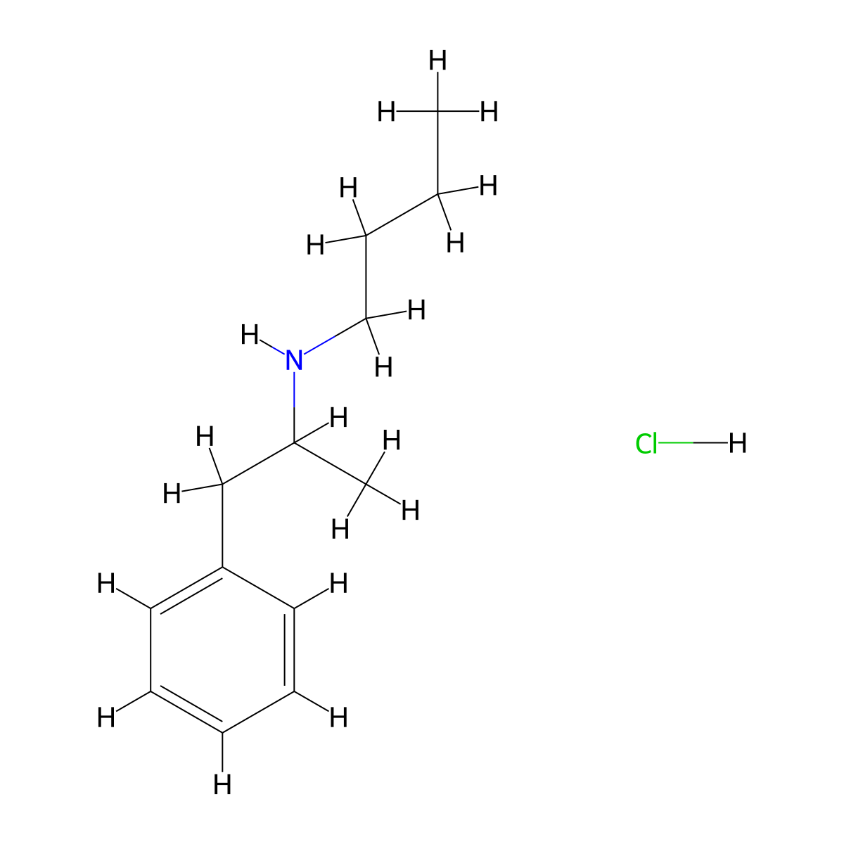 N-butyl Amphetamine (hydrochloride) molecular structure, CAS 35892-11-6