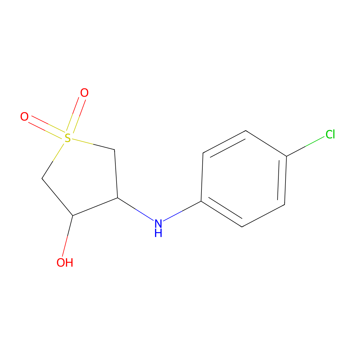 4-(4-Chloro-phenylamino)-1,1-dioxo-tetrahydro-1lambda*6*-thiophen-3-ol molecular structure, CAS 35895-28-4