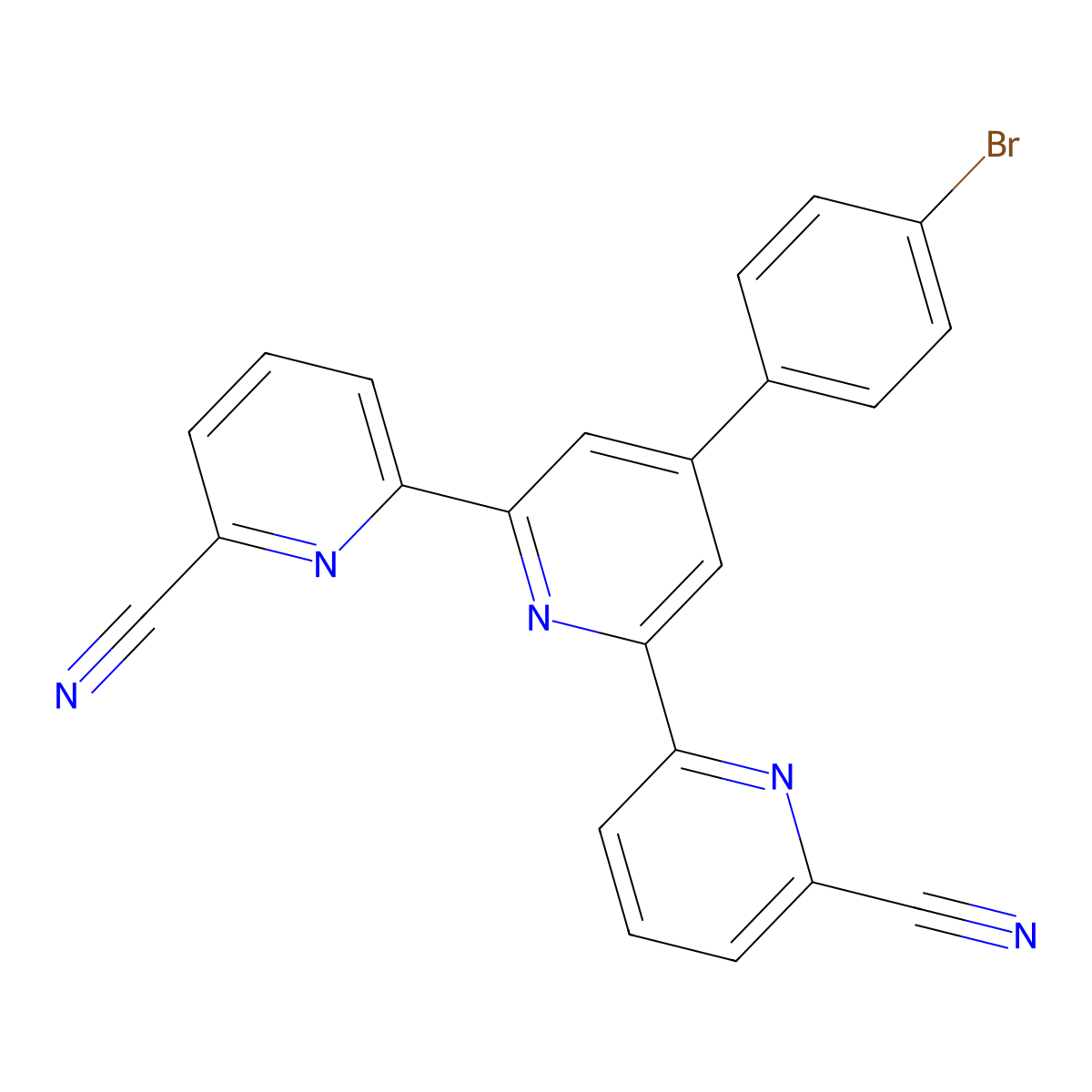 4'-(p-Bromophenyl)-2,2':6',2''-terpyridine-6,6''-dicarbonitrile molecular structure, CAS 358978-77-5