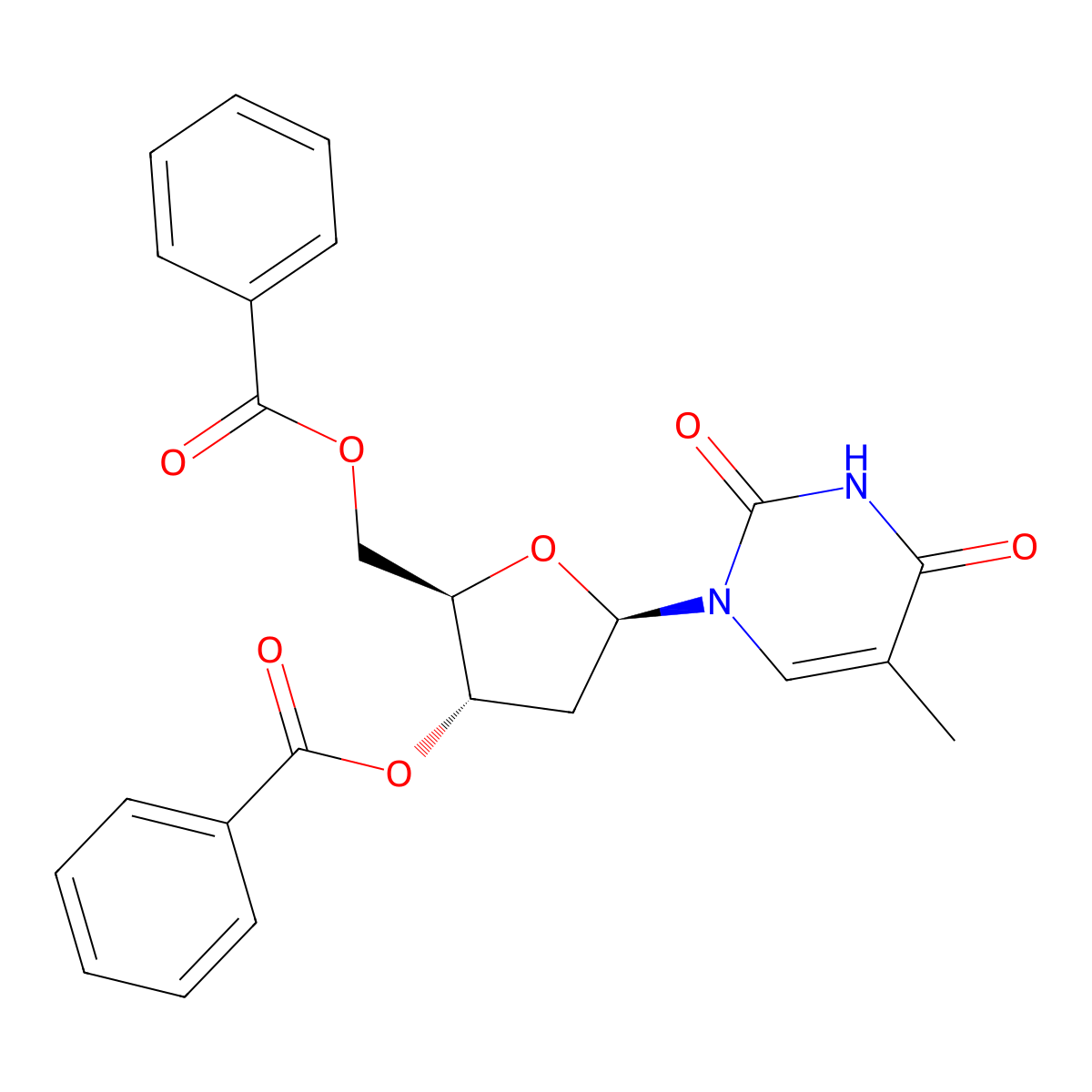 Thymidine 3',5'-dibenzoate molecular structure, CAS 35898-30-7