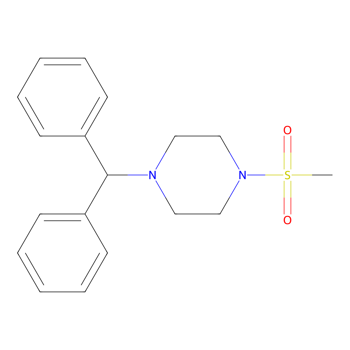 1-Benzhydryl-4-methylsulfonylpiperazine molecular structure, CAS 358980-65-1