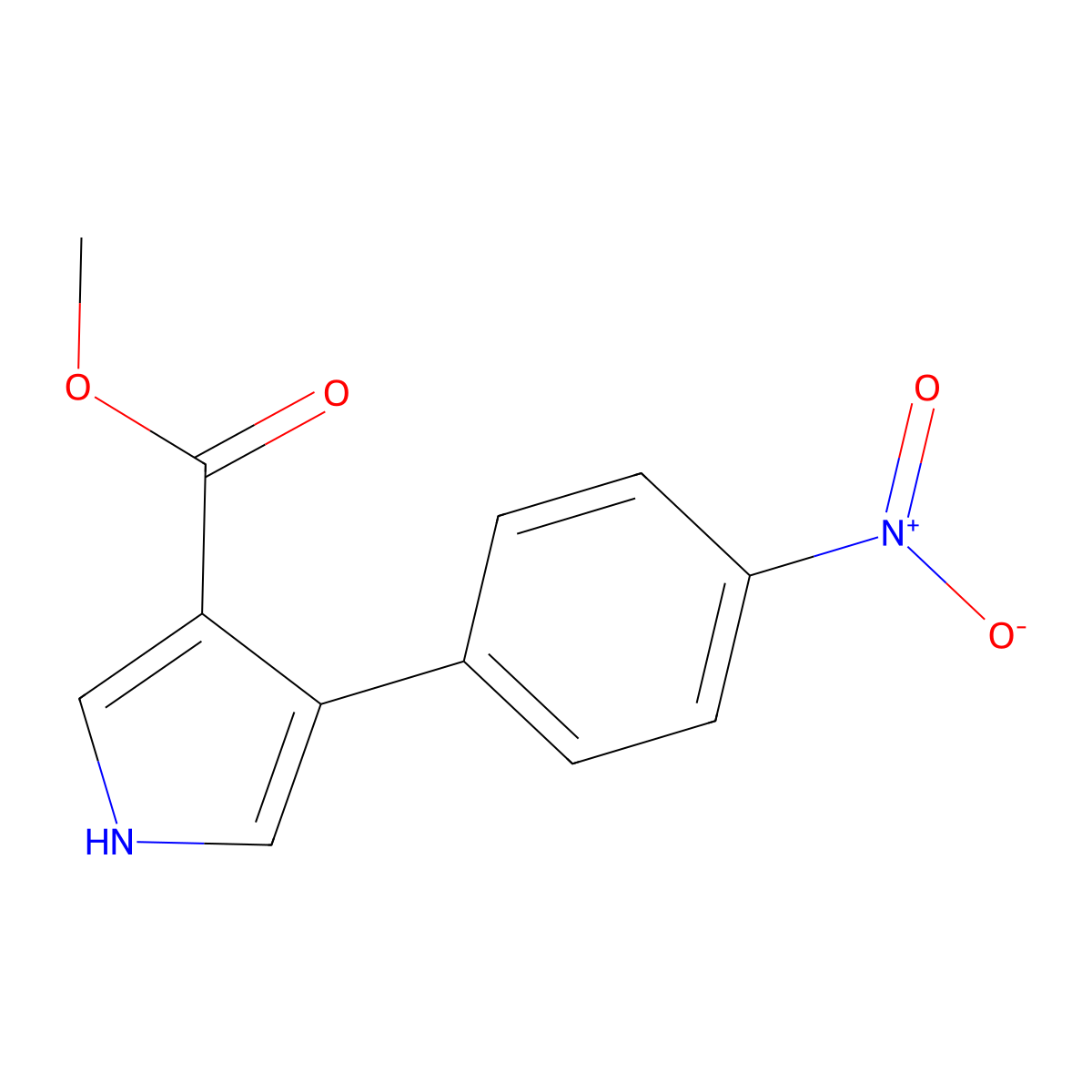 methyl 4-(4-nitrophenyl)-1H-pyrrole-3-carboxylate molecular structure, CAS 358986-46-6