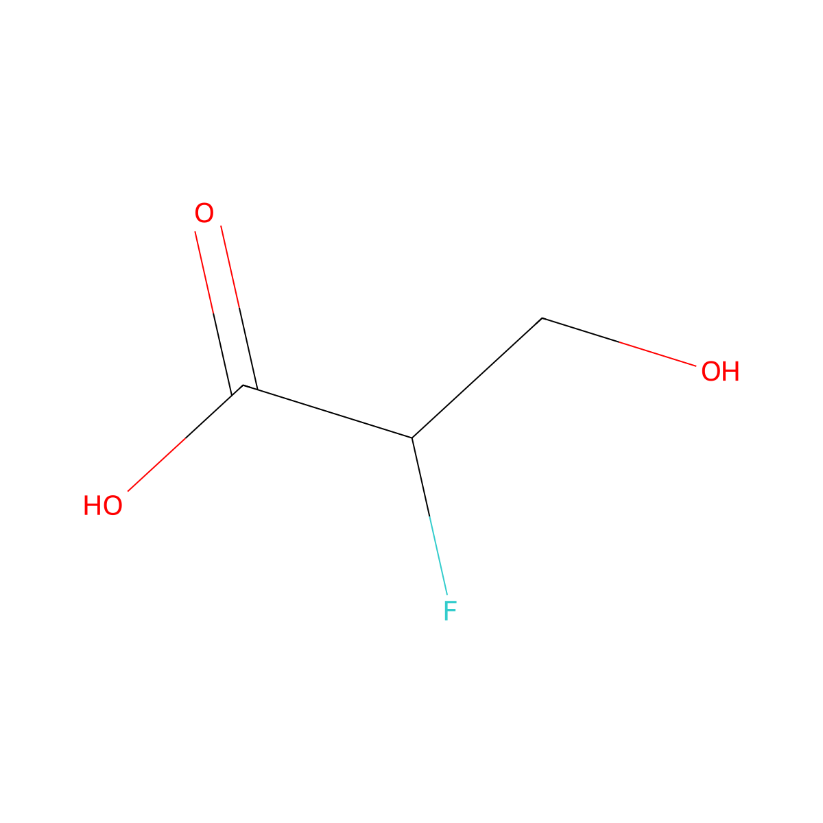 2-Fluoro-3-hydroxypropanoic acid molecular structure, CAS 359-27-3