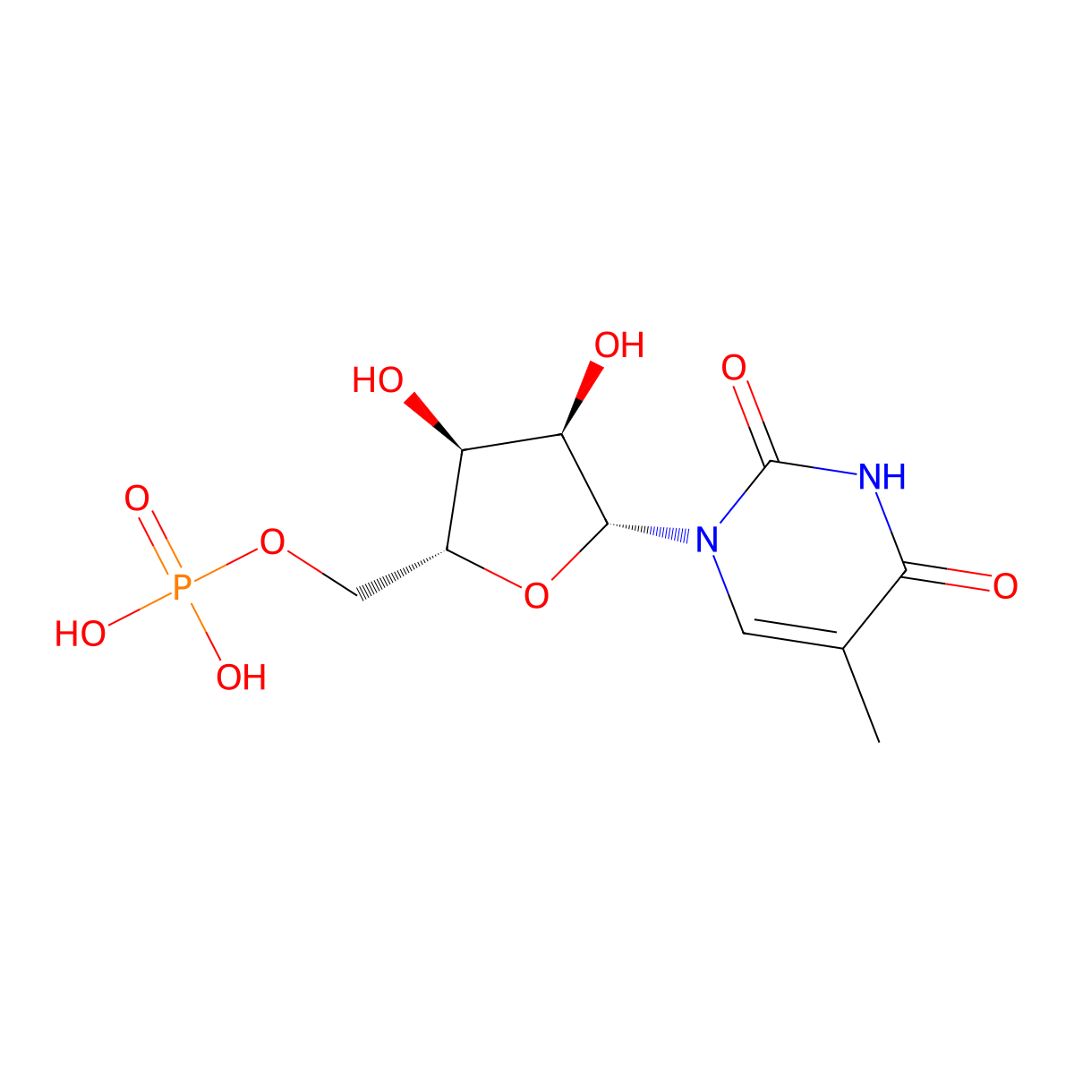 5-Methyluridine 5'-(dihydrogen phosphate) molecular structure, CAS 3590-47-4