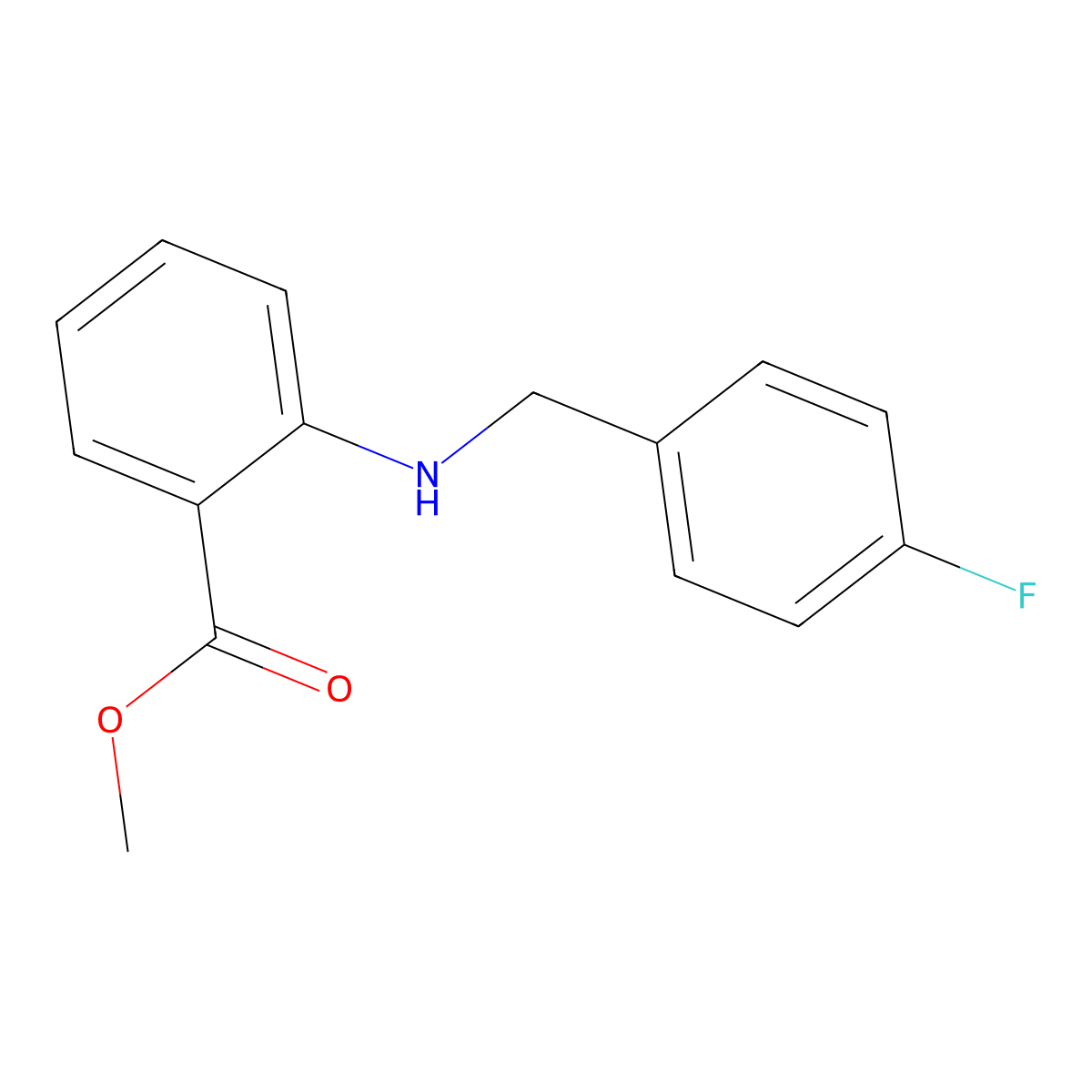 2-(4-Fluoro-benzylamino)-benzoic acid methyl ester molecular structure, CAS 359003-45-5