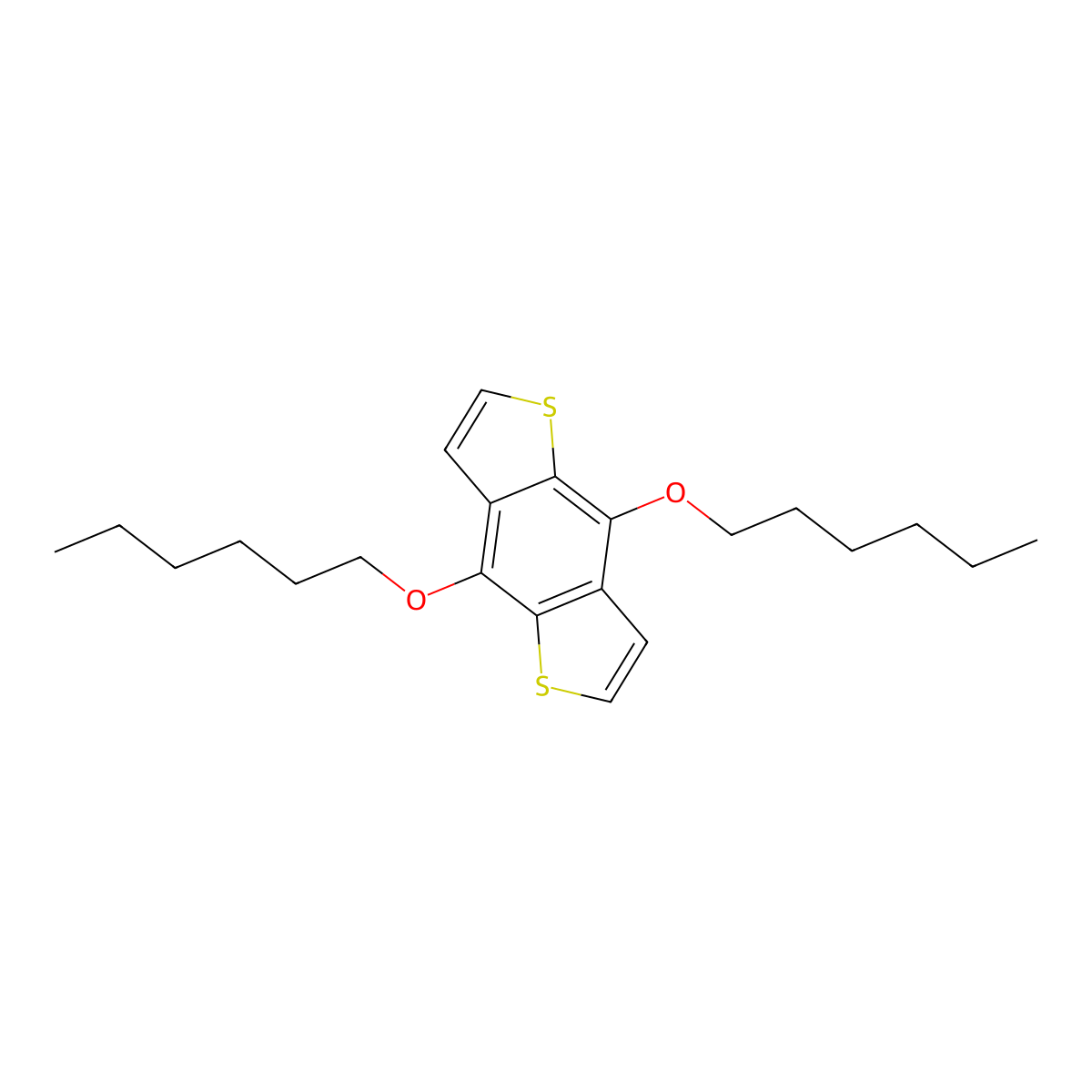 4,8-Bis(hexyloxy)benzo[1,2-b:4,5-b']dithiophene molecular structure, CAS 359017-55-3