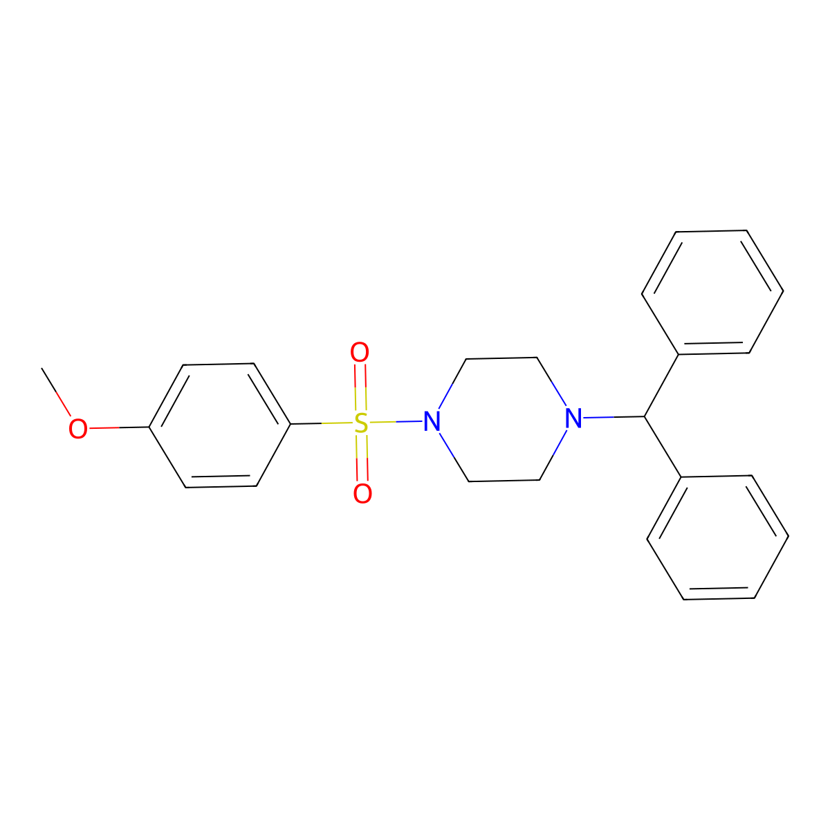 1-Benzhydryl-4-(4-methoxyphenyl)sulfonylpiperazine molecular structure, CAS 359023-54-4