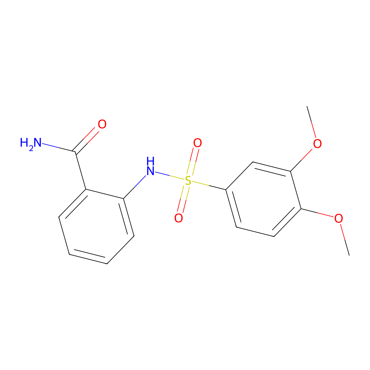 2-[(3,4-Dimethoxyphenyl)sulfonylamino]benzamide molecular structure, CAS 359025-03-9