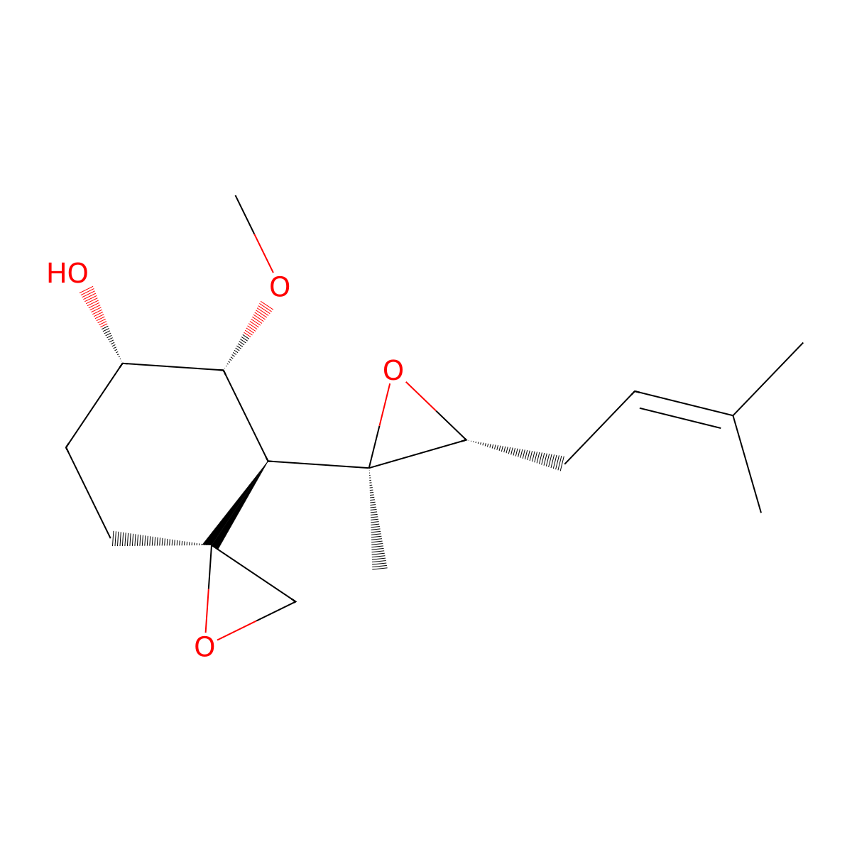 (3S,4R,5R,6S)-5-methoxy-4-((2R,3R)-2-methyl-3-(3-methylbut-2-en-1-yl)oxiran-2-yl)-1-oxaspiro[2.5]octan-6-ol molecular structure, CAS 35903-52-7