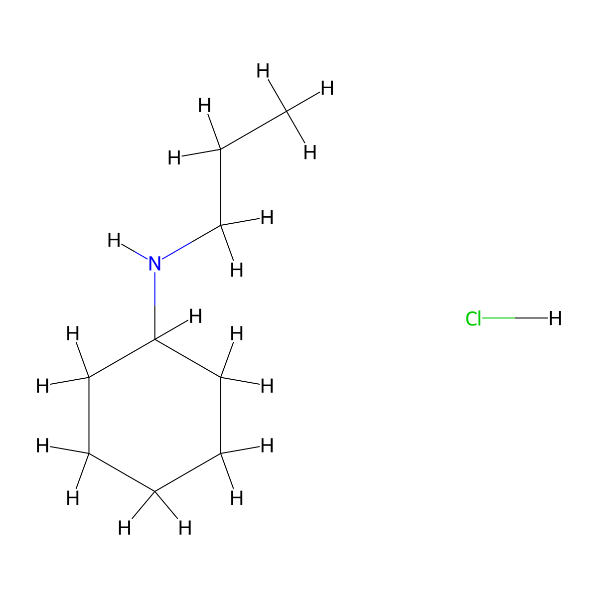 N-propylcyclohexanamine hydrochloride molecular structure, CAS 3592-82-3