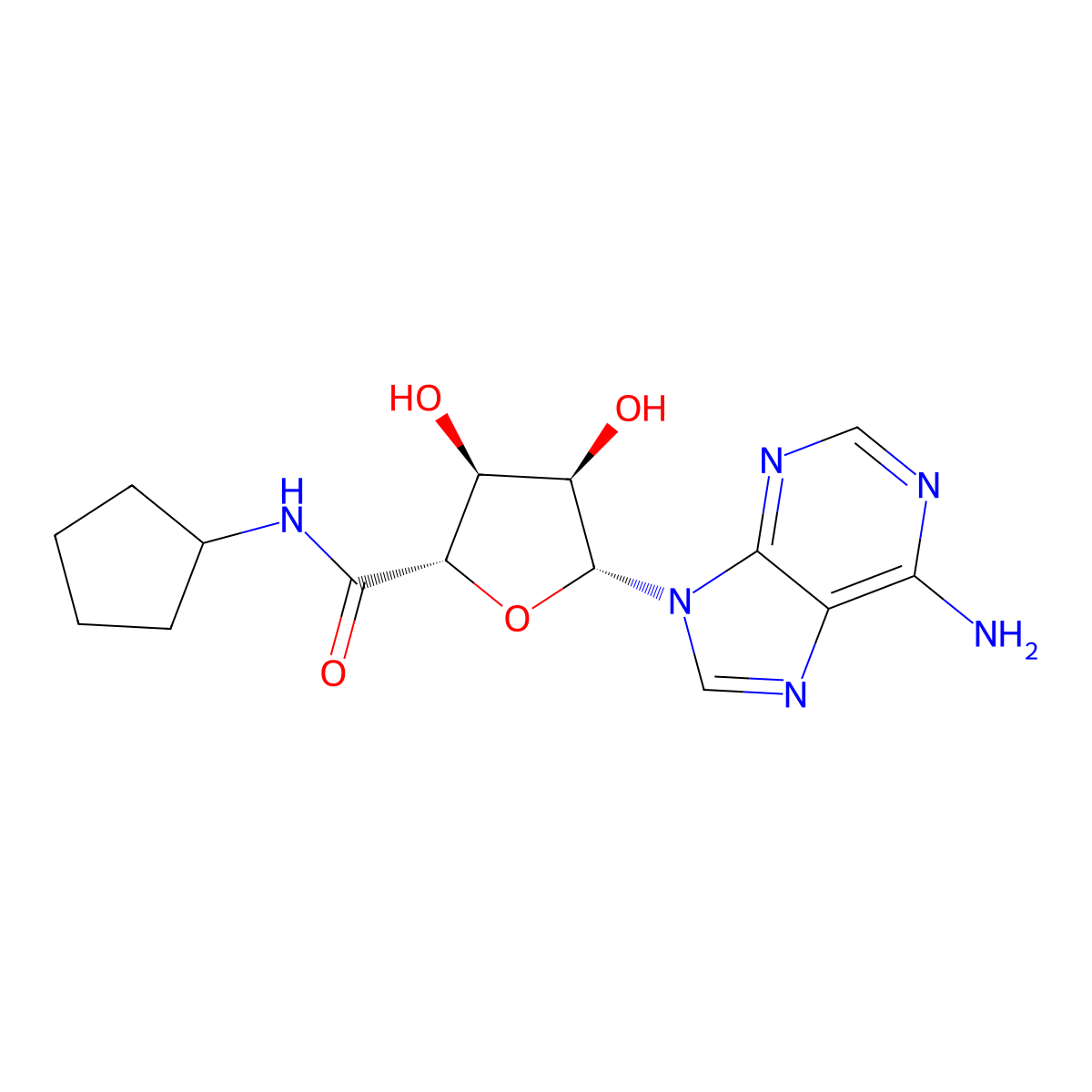 Ribofuranuronamide, 1-(6-amino-9H-purin-9-yl)-N-cyclopentyl-1-deoxy- molecular structure, CAS 35920-40-2