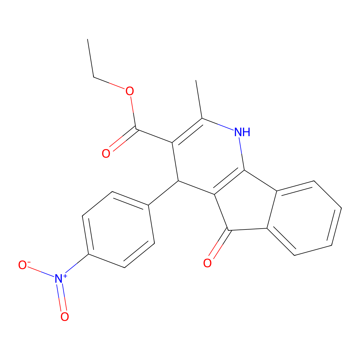 ethyl 2-methyl-4-(4-nitrophenyl)-5-oxo-4,5-dihydro-1H-indeno[1,2-b]pyridine-3-carboxylate molecular structure, CAS 35929-95-4