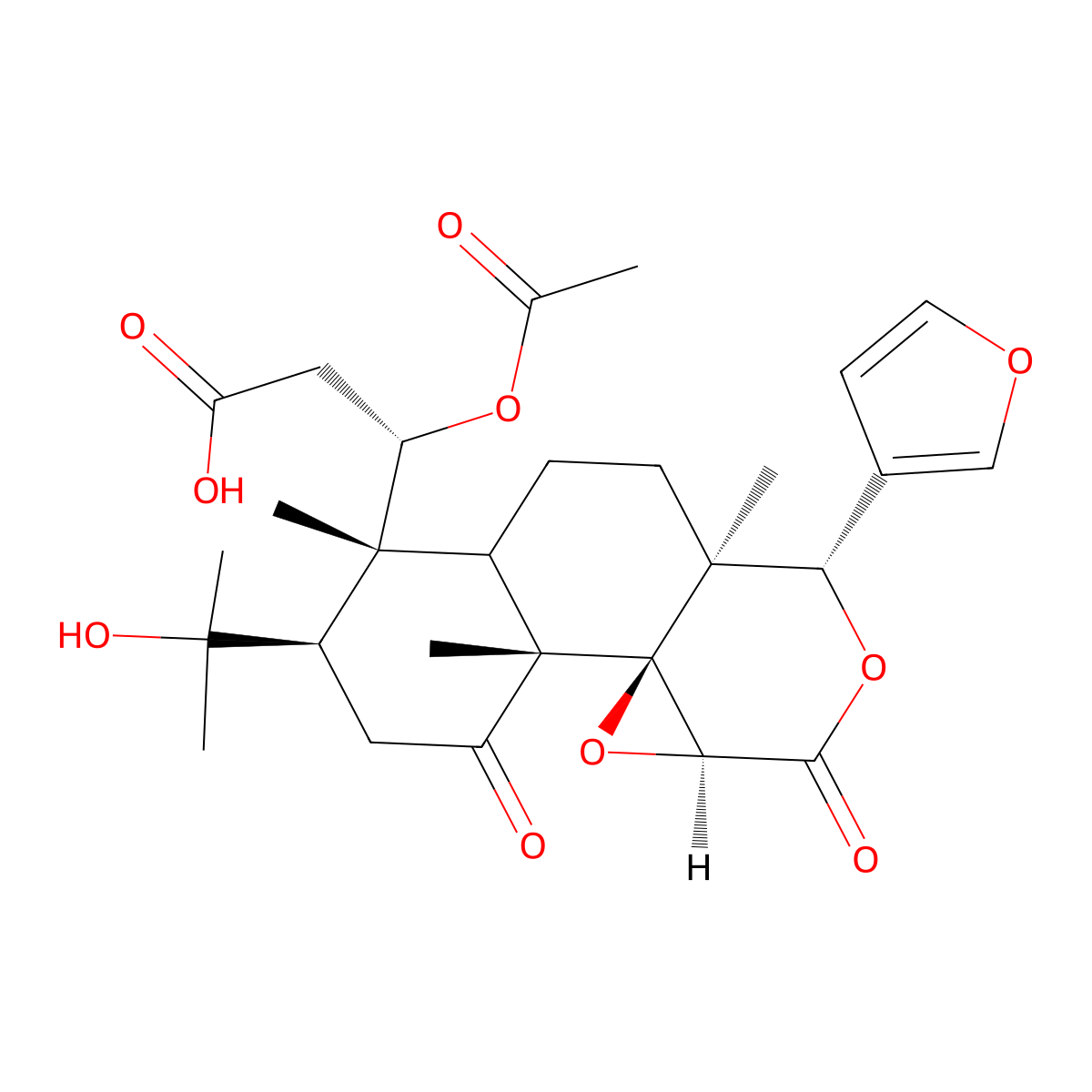 (3S)-3-acetyloxy-3-[(1R,2R,5R,6R,10S,11S,14S)-11-(furan-3-yl)-5-(2-hydroxypropan-2-yl)-2,6,10-trimethyl-3,13-dioxo-12,15-dioxatetracyclo[8.5.0.01,14.02,7]pentadecan-6-yl]propanoic acid molecular structure, CAS 35930-20-2
