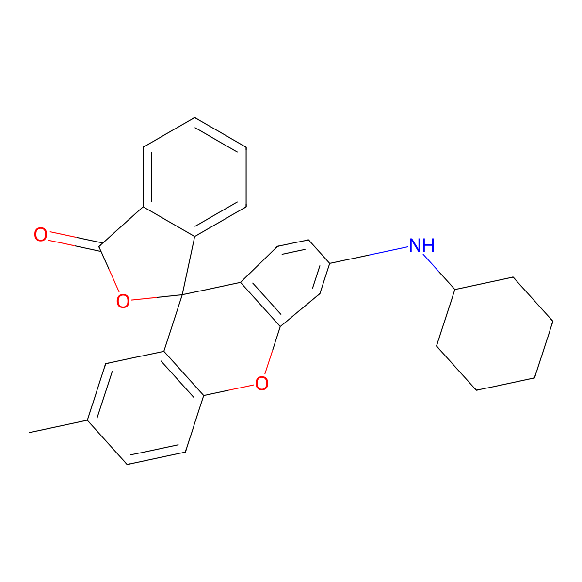 6'-(cyclohexylamino)-2'-methylspiro(isobenzofuran-1(3H),9'-(9H)xanthene)-3-one molecular structure, CAS 35933-93-8