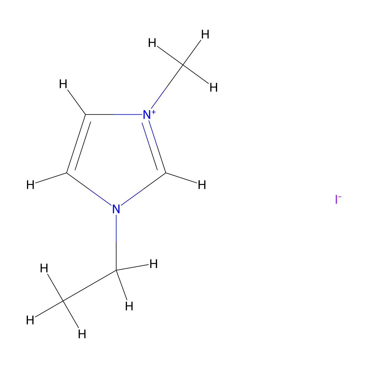 1-Ethyl-3-methylimidazolium iodide molecular structure, CAS 35935-34-3