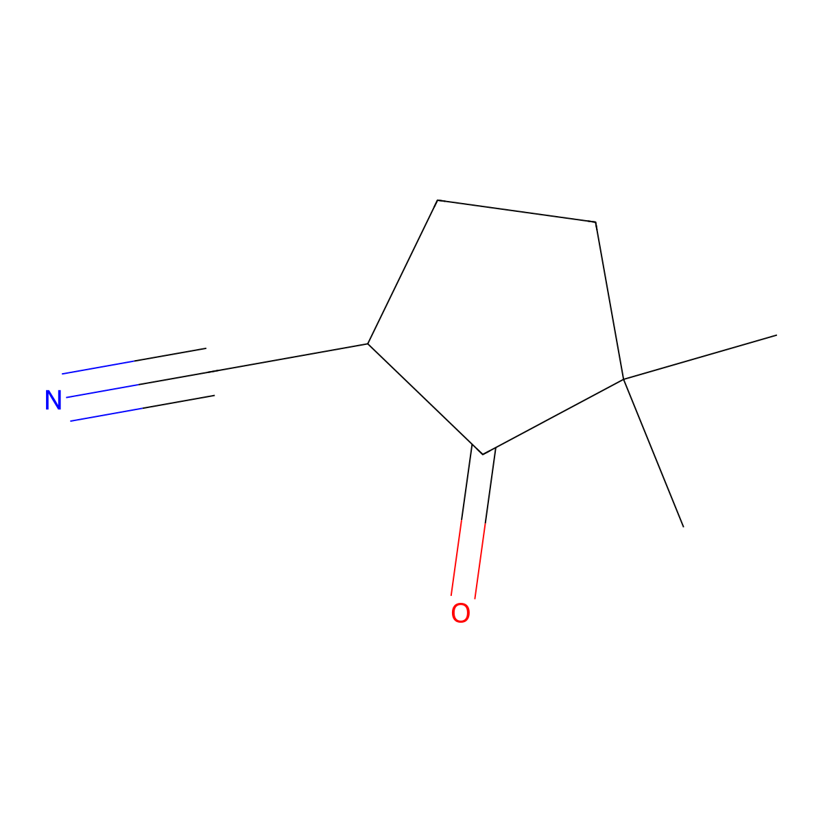 3,3-Dimethyl-2-oxo-cyclopentanecarbonitrile molecular structure, CAS 3594-69-2