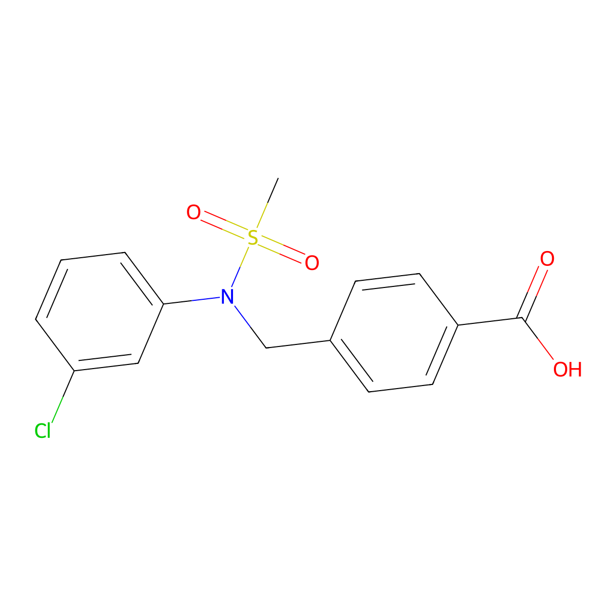 4-{[(3-Chlorophenyl)(methylsulfonyl)amino]methyl}benzoic acid molecular structure, CAS 359409-85-1
