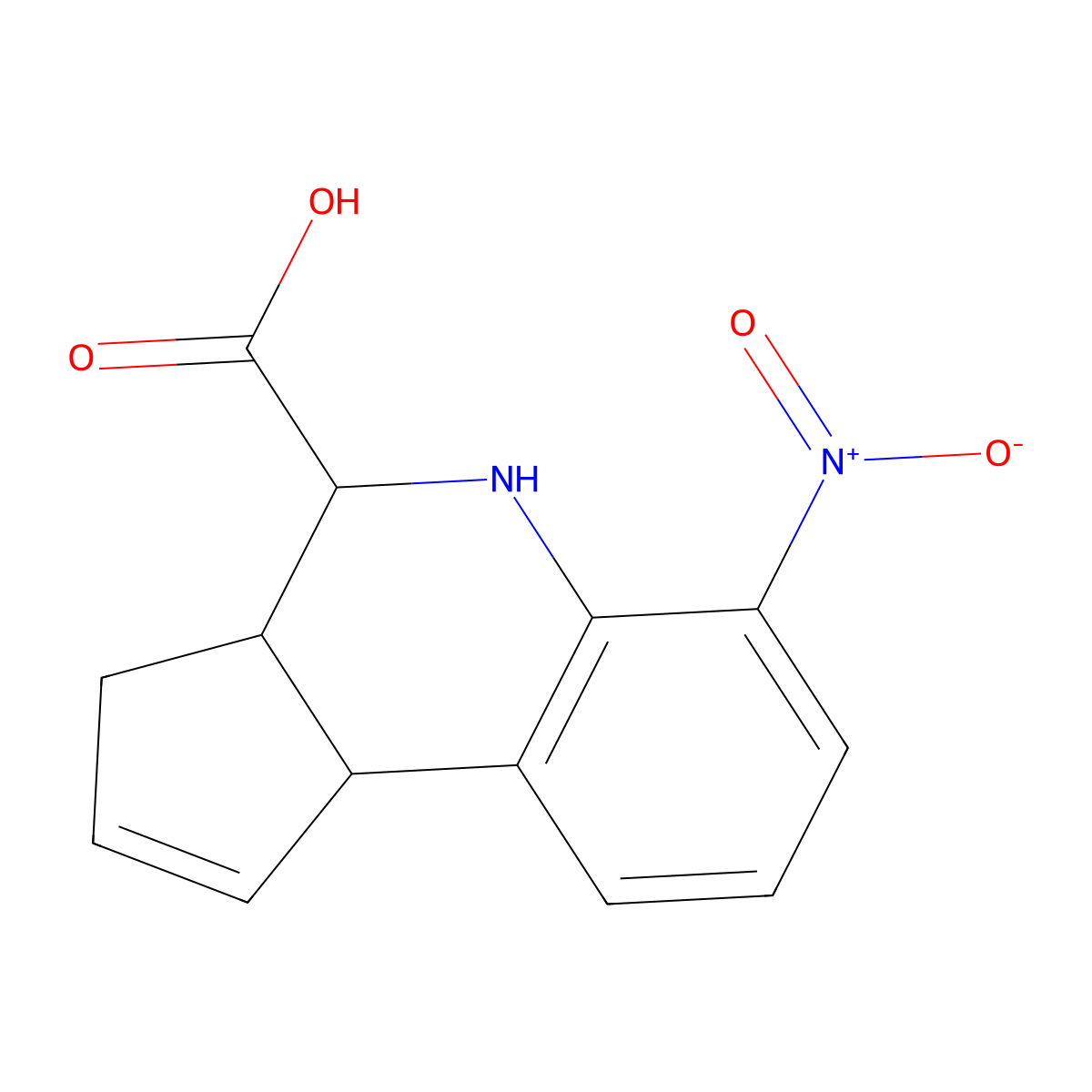 6-nitro-3a,4,5,9b-tetrahydro-3H-cyclopenta[c]quinoline-4-carboxylic acid molecular structure, CAS 359418-29-4