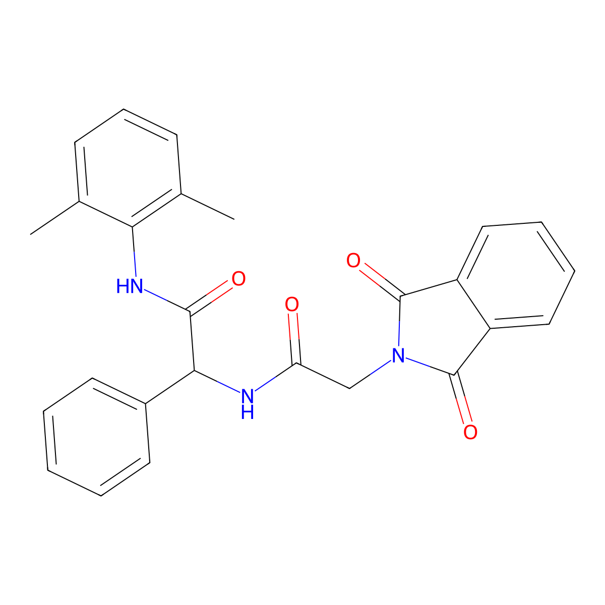 N-(2,6-dimethylphenyl)-2-{[(1,3-dioxo-1,3-dihydro-2H-isoindol-2-yl)acetyl]amino}-2-phenylacetamide molecular structure, CAS 359435-77-1
