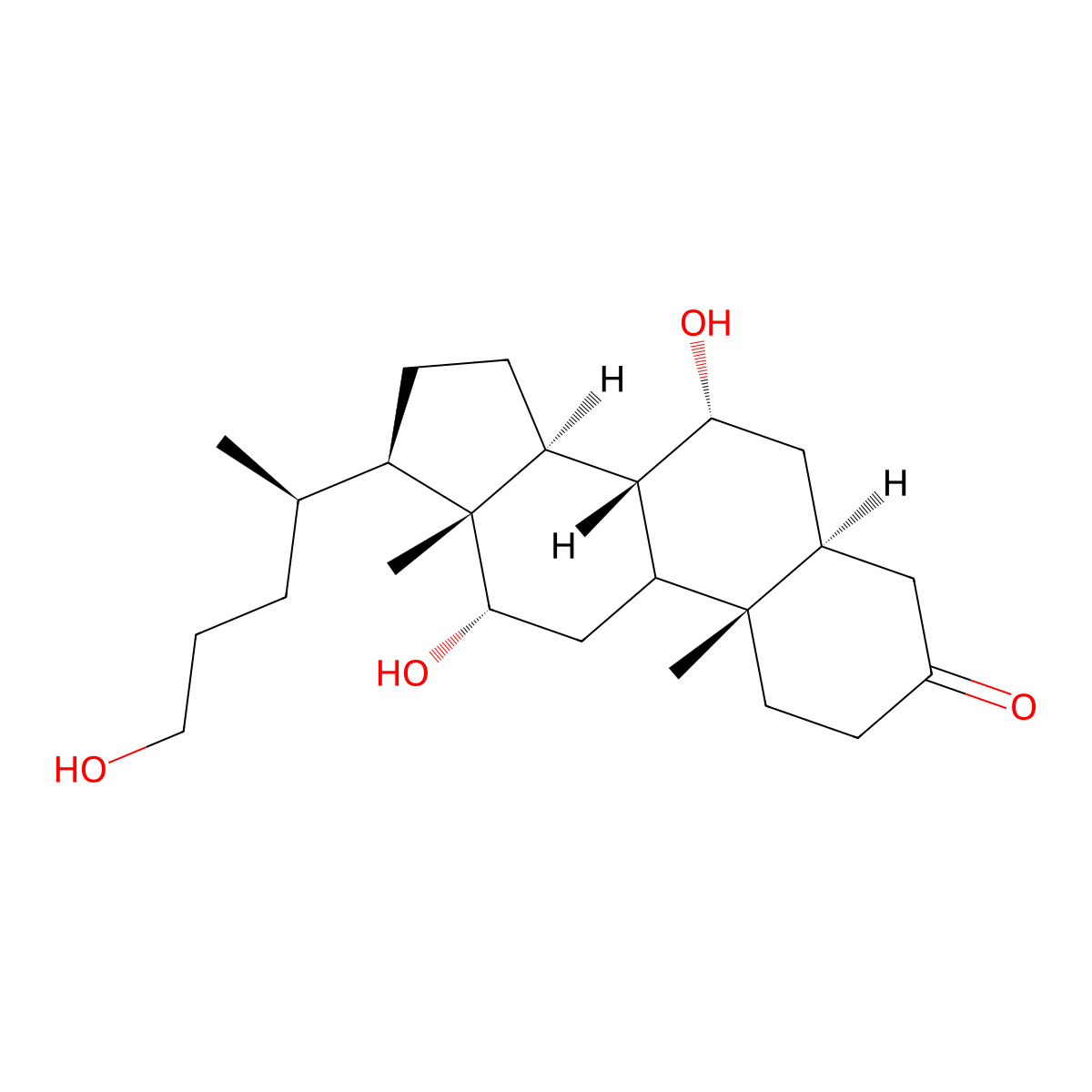 (5S,7R,8R,10S,12S,13R,14S,17R)-7,12-dihydroxy-17-[(2R)-5-hydroxypentan-2-yl]-10,13-dimethyl-1,2,4,5,6,7,8,9,11,12,14,15,16,17-tetradecahydrocyclopenta[a]phenanthren-3-one molecular structure, CAS 359436-56-9