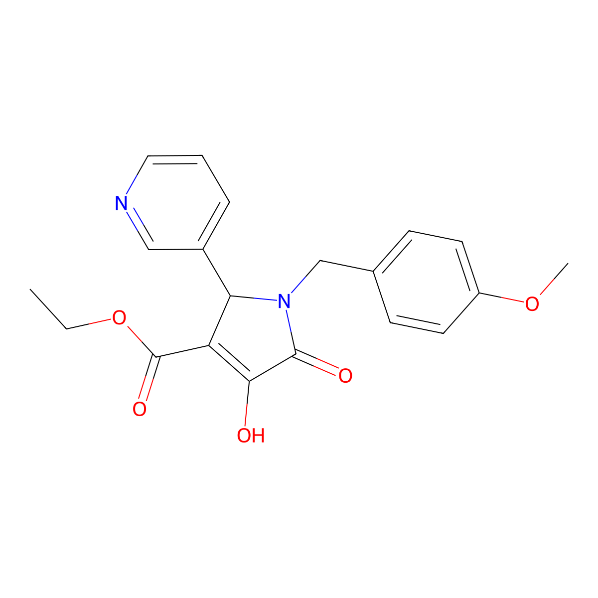 1-(4-Methoxybenzyl)-3-hydroxy-4-ethoxycarbonyl-5-(3-pyridyl)-3-pyrrolin-2-one molecular structure, CAS 359436-85-4