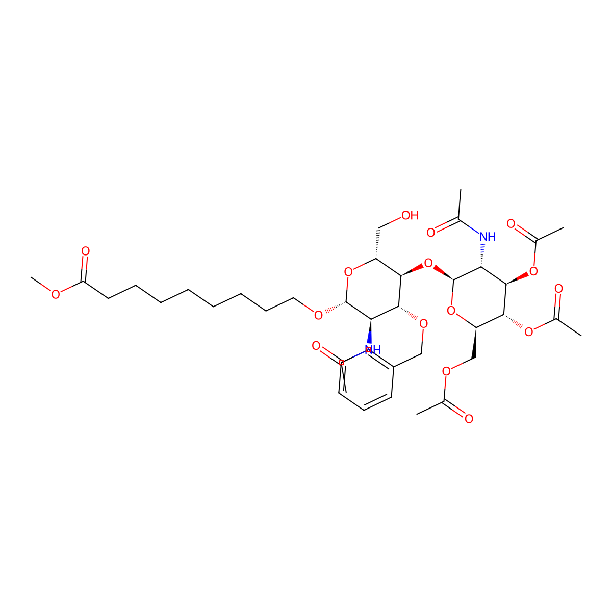 8-Methoxycarbonyl-3-benzyl-3,4,6,6-tetra-O-acetyl-N,N-diacetyl-b-chitobioside molecular structure, CAS 359436-87-6