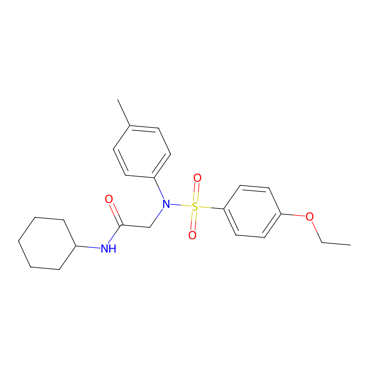 N-cyclohexyl-2-(N-(4-ethoxyphenyl)sulfonyl-4-methylanilino)acetamide molecular structure, CAS 359447-07-7