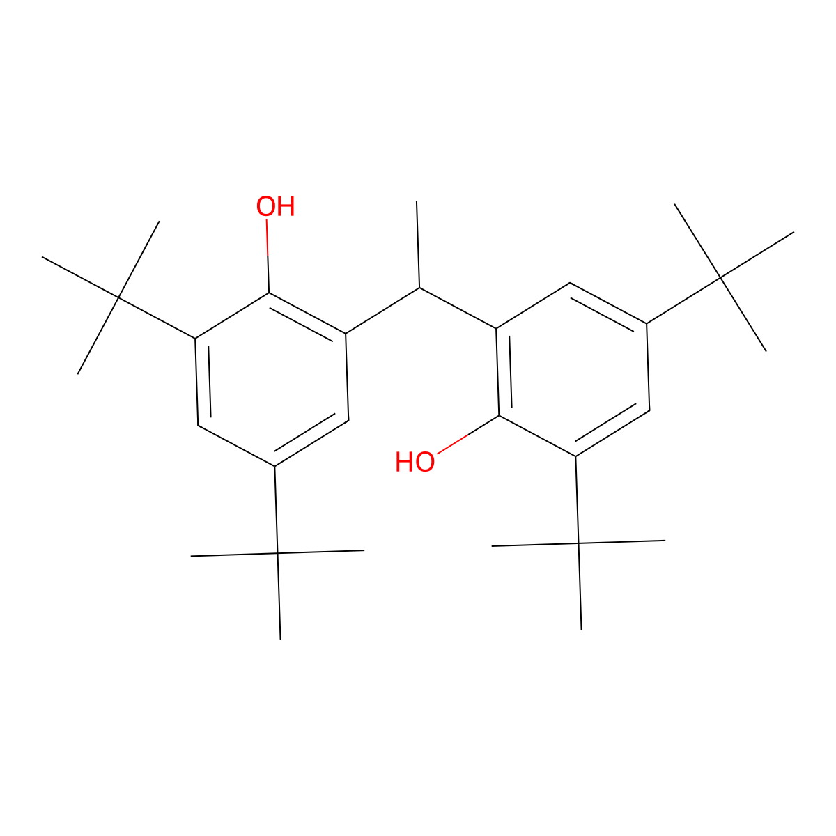 2,2'-Ethylidenebis(4,6-di-tert-butylphenol) molecular structure, CAS 35958-30-6