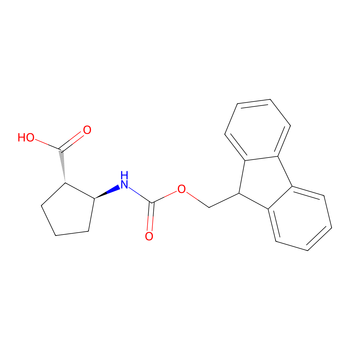 (1S,2S)-2-((((9H-fluoren-9-yl)methoxy)carbonyl)amino)cyclopentane-1-carboxylic acid molecular structure, CAS 359586-64-4
