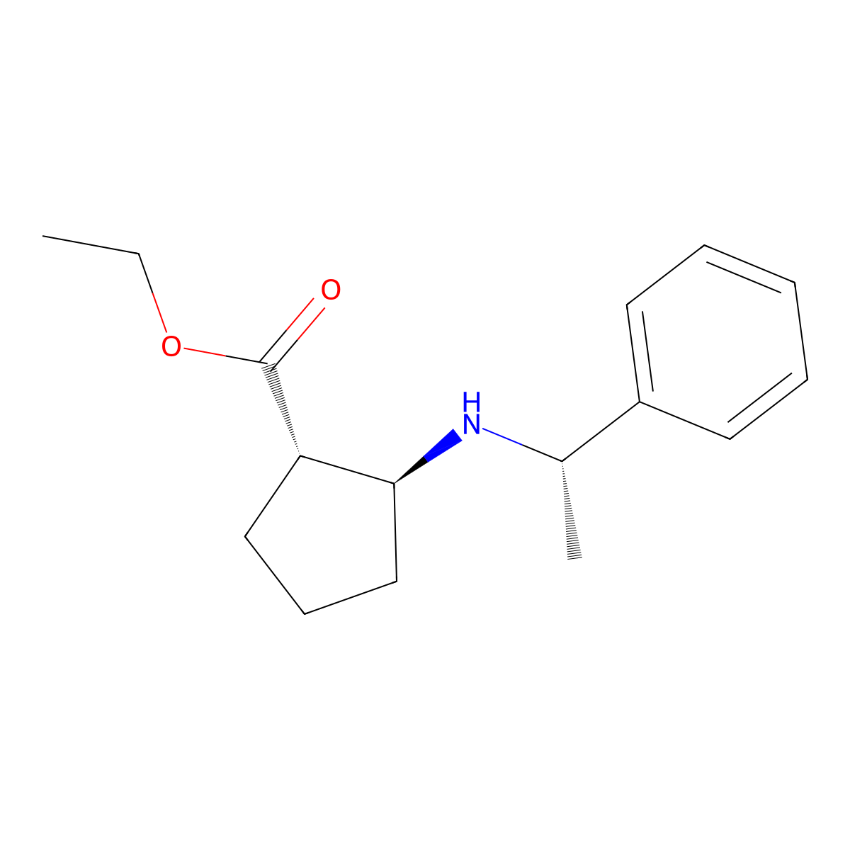 Ethyl (1S,2S)-2-[[(S)-1-phenylethyl]amino]cyclopentanecarboxylate molecular structure, CAS 359586-66-6