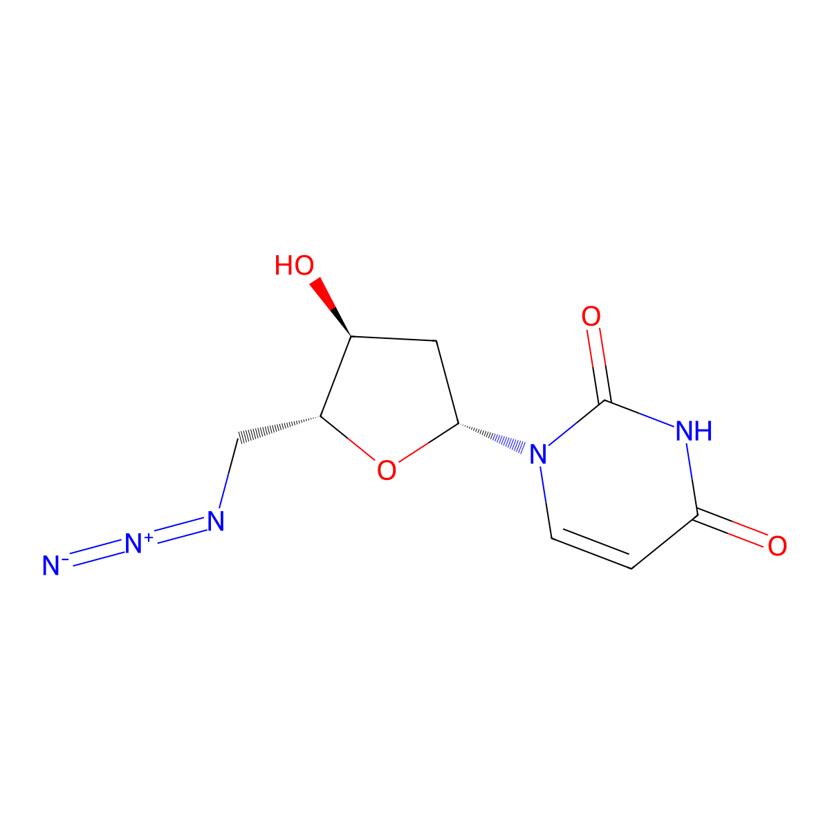 Uridine, 5'-azido-2',5'-dideoxy- molecular structure, CAS 35959-37-6