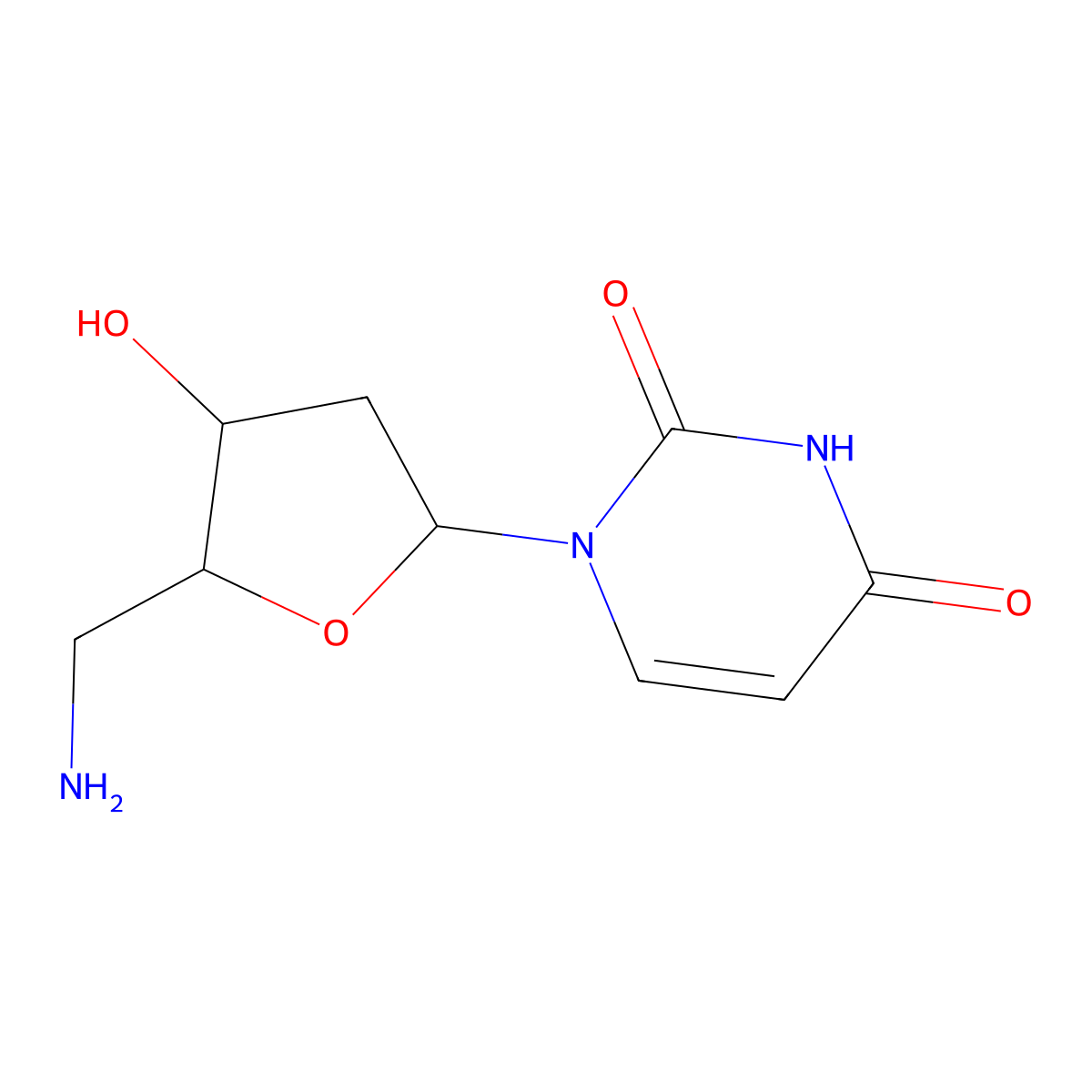 Uridine, 5'-amino-2',5'-dideoxy- molecular structure, CAS 35959-38-7