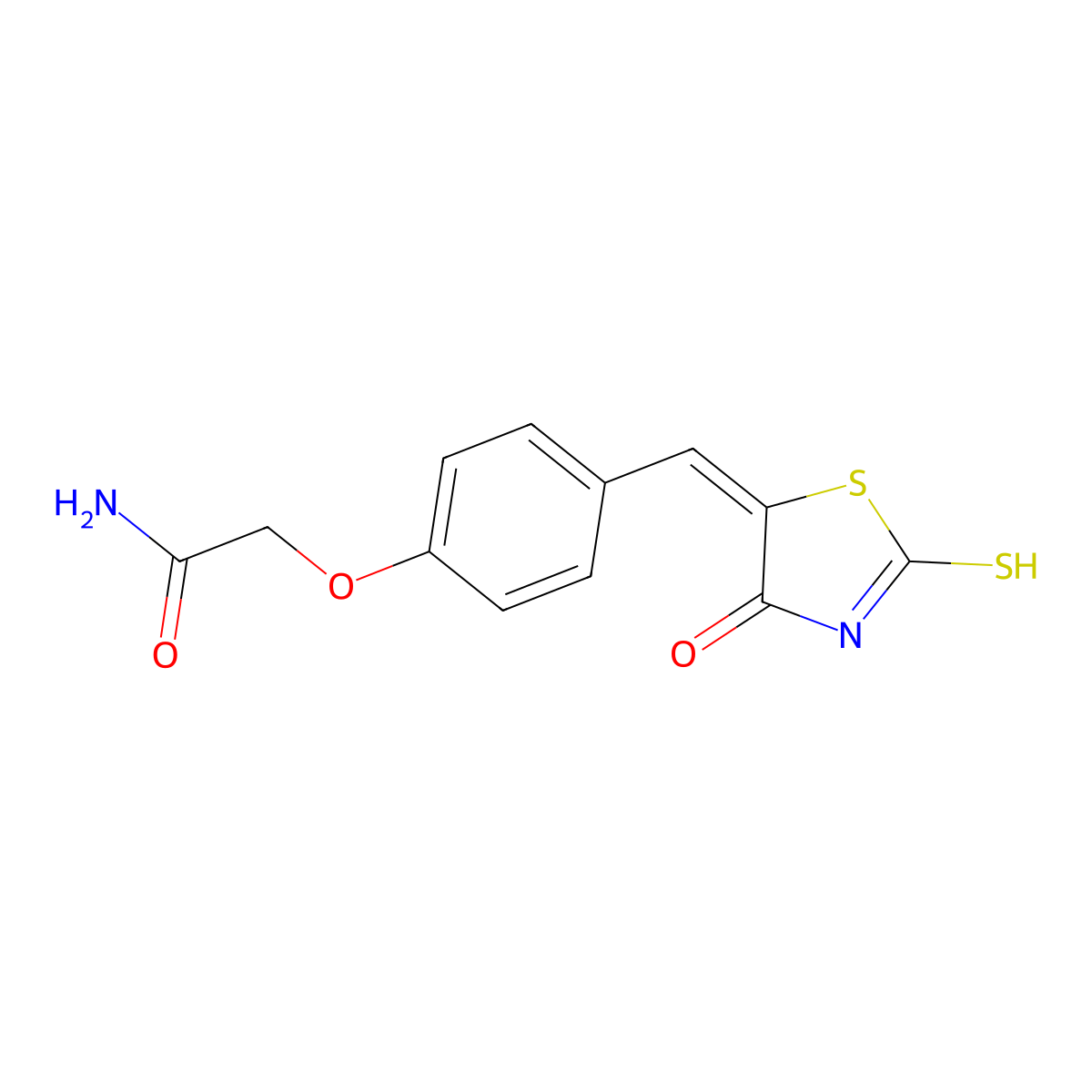 2-{4-[(E)-(2-mercapto-4-oxo-1,3-thiazol-5(4H)-ylidene)methyl]phenoxy}acetamide molecular structure, CAS 359596-38-6