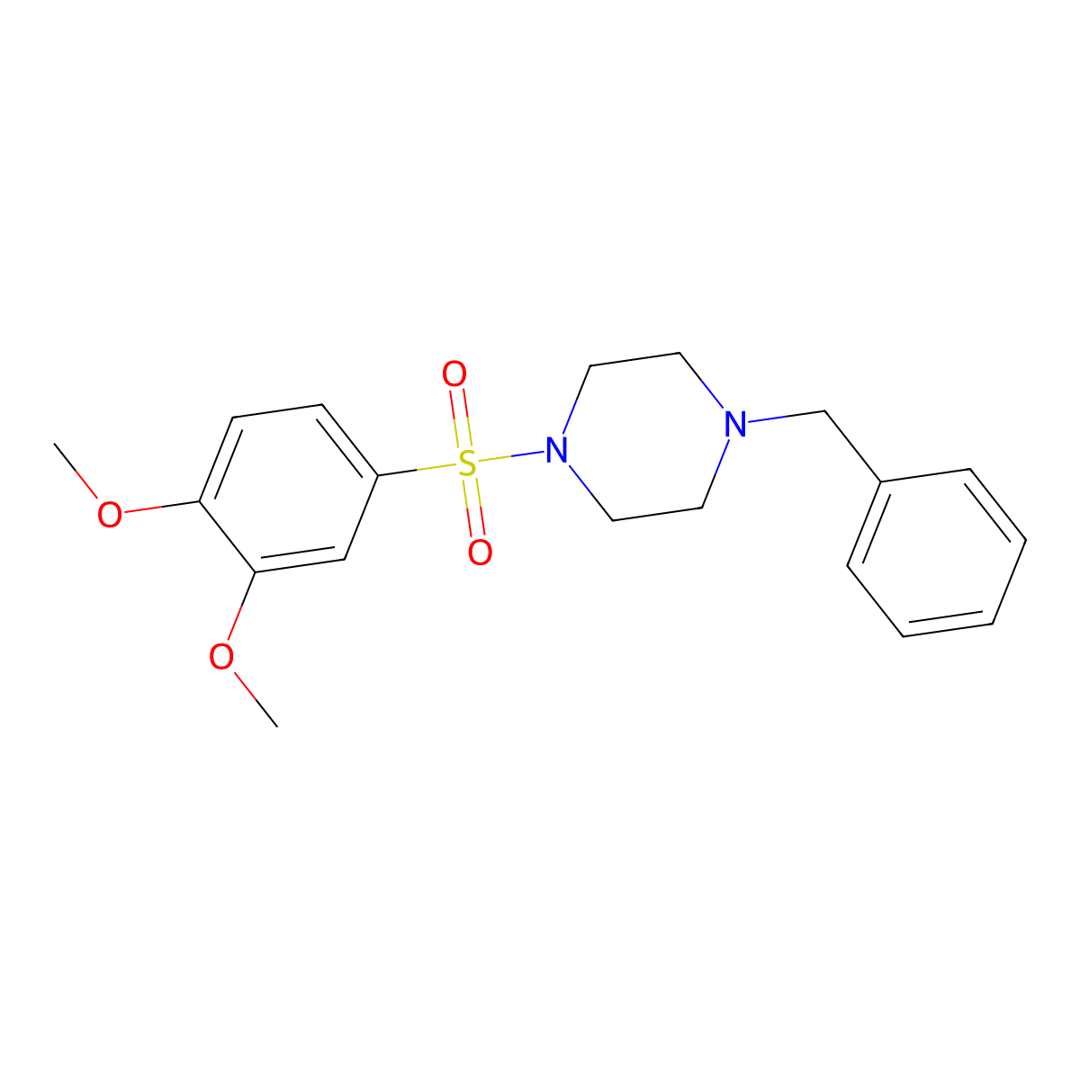 1-Benzyl-4-(3,4-dimethoxy-benzenesulfonyl)-piperazine molecular structure, CAS 359597-65-2