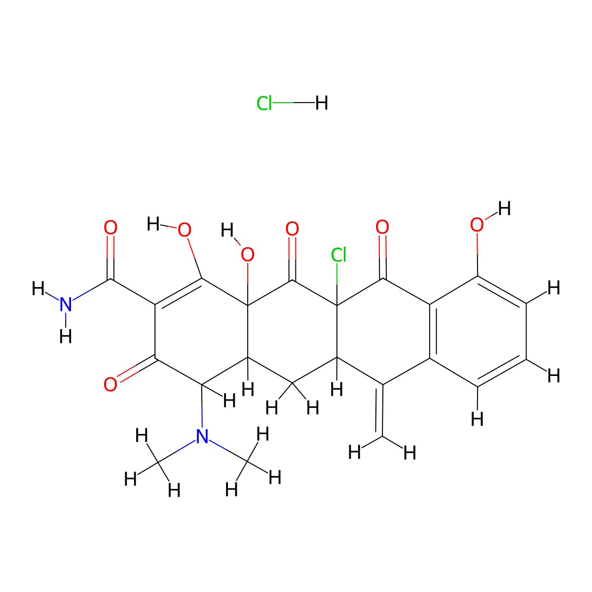 Chloro-decah-dimethylamino6methylene-trihydroxytrioxonaphthacenecarboxamide hcl molecular structure, CAS 3596-32-5