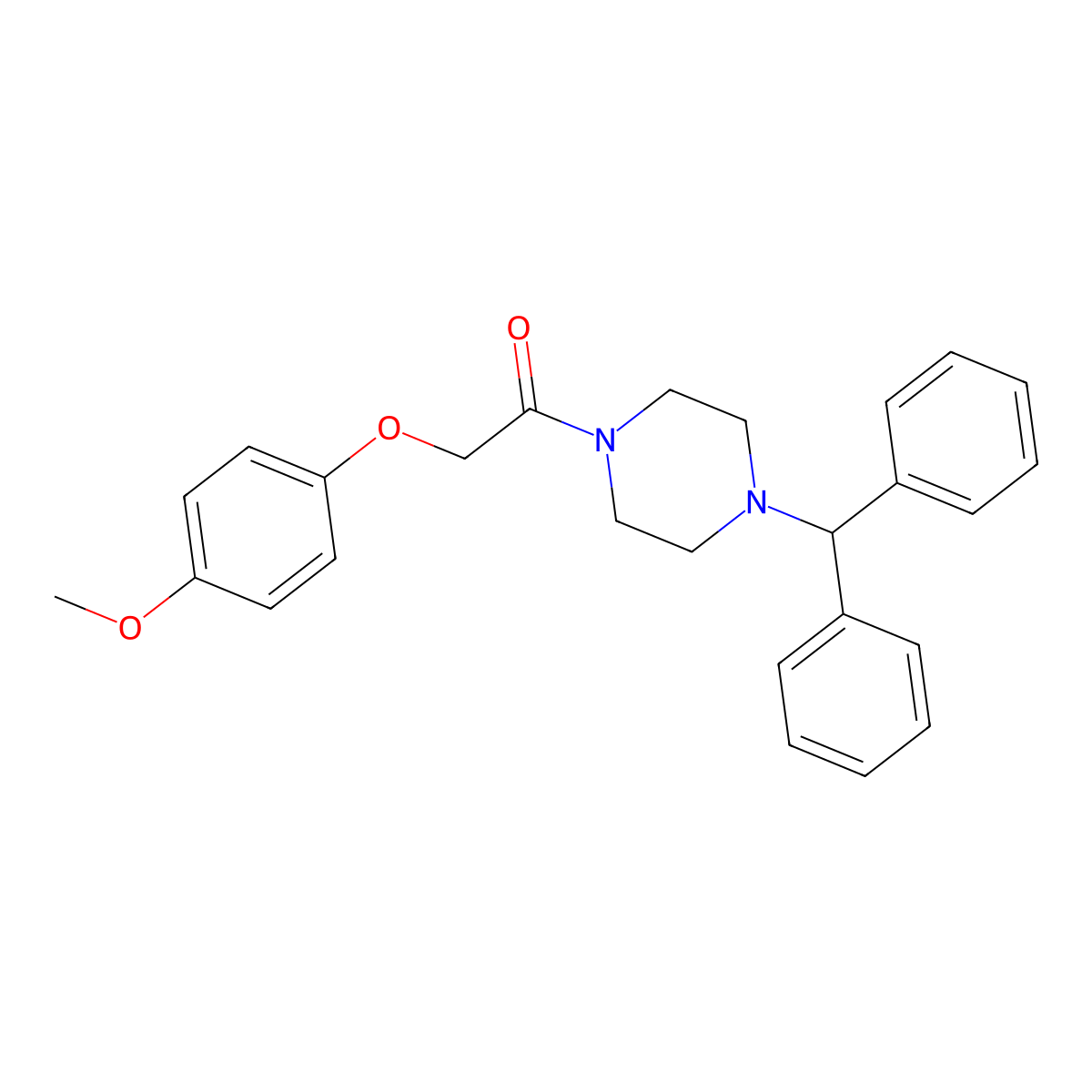 1-(4-Benzhydrylpiperazin-1-yl)-2-(4-methoxyphenoxy)ethanone molecular structure, CAS 359602-38-3