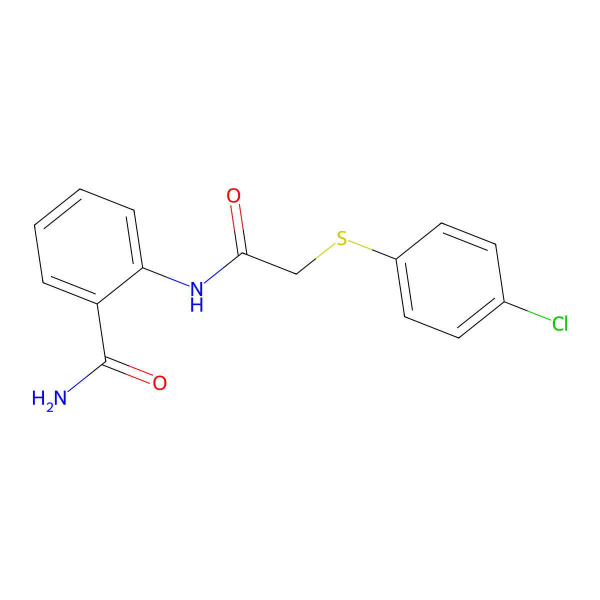 2-[[2-(4-Chlorophenyl)sulfanylacetyl]amino]benzamide molecular structure, CAS 359608-71-2