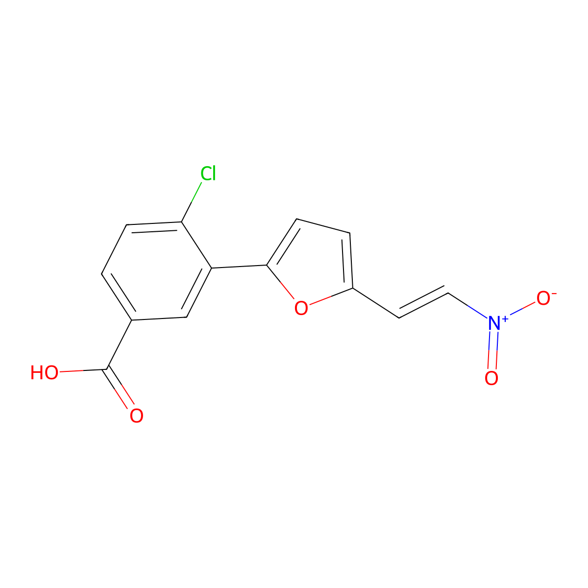 4-Chloro-3-{5-[(E)-2-nitrovinyl]-2-furyl}benzoic acid molecular structure, CAS 359618-41-0