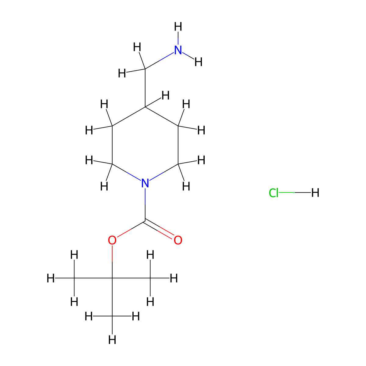 tert-Butyl 4-(aminomethyl)piperidine-1-carboxylate hydrochloride molecular structure, CAS 359629-16-6