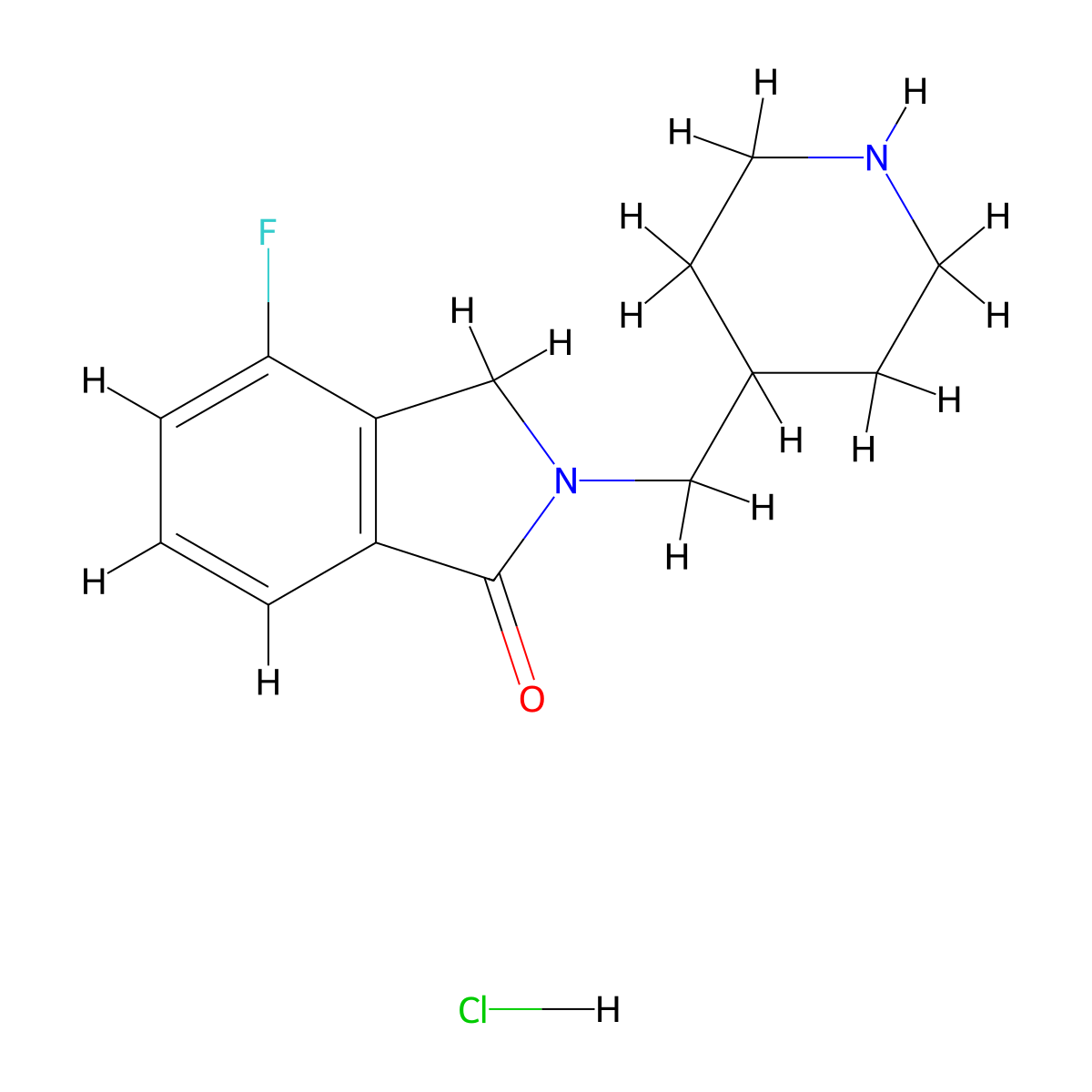 4-Fluoro-2-(piperidin-4-ylmethyl)isoindolin-1-one hydrochloride molecular structure, CAS 359629-33-7
