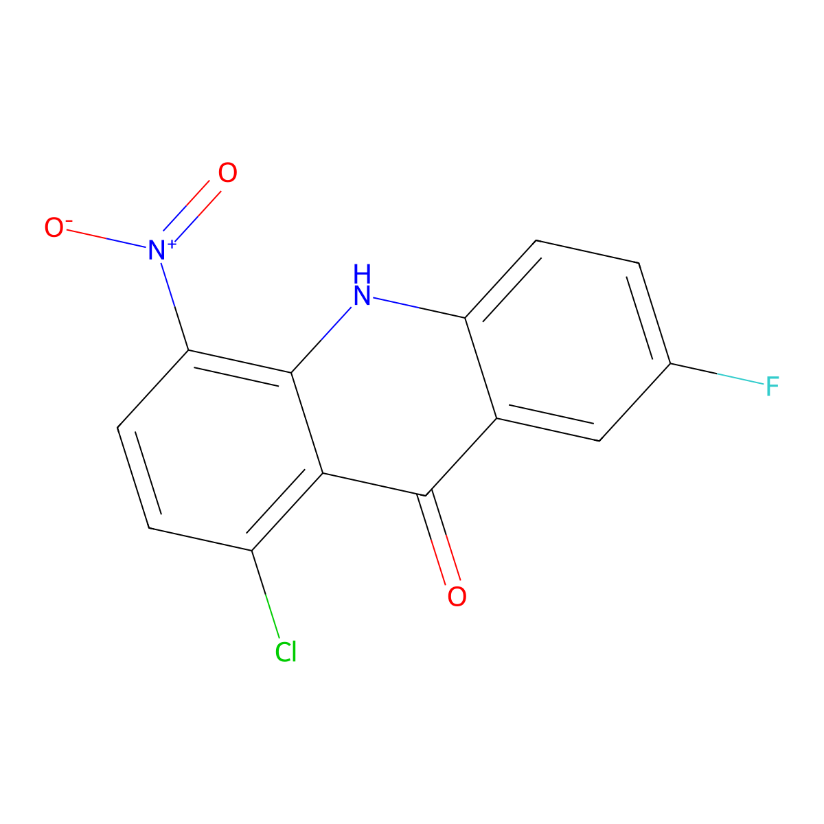 1-Chloro-7-Fluoro4-nitro-10H-acridin-9-one molecular structure, CAS 359630-77-6