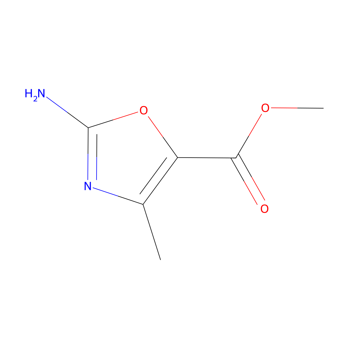 Methyl 2-amino-4-methyloxazole-5-carboxylate molecular structure, CAS 359631-35-9