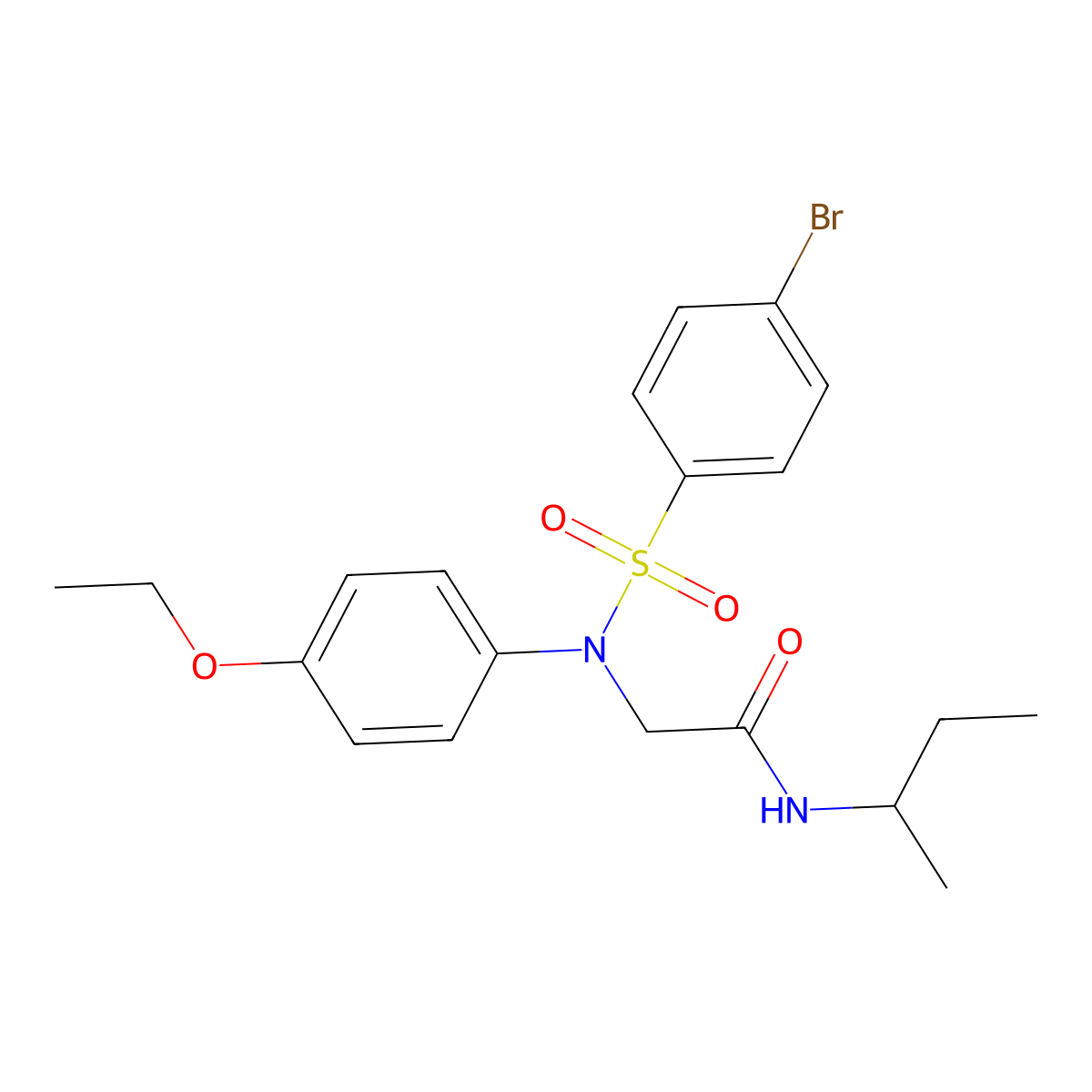 2-(N-(4-bromophenyl)sulfonyl-4-ethoxyanilino)-N-butan-2-ylacetamide molecular structure, CAS 359638-11-2